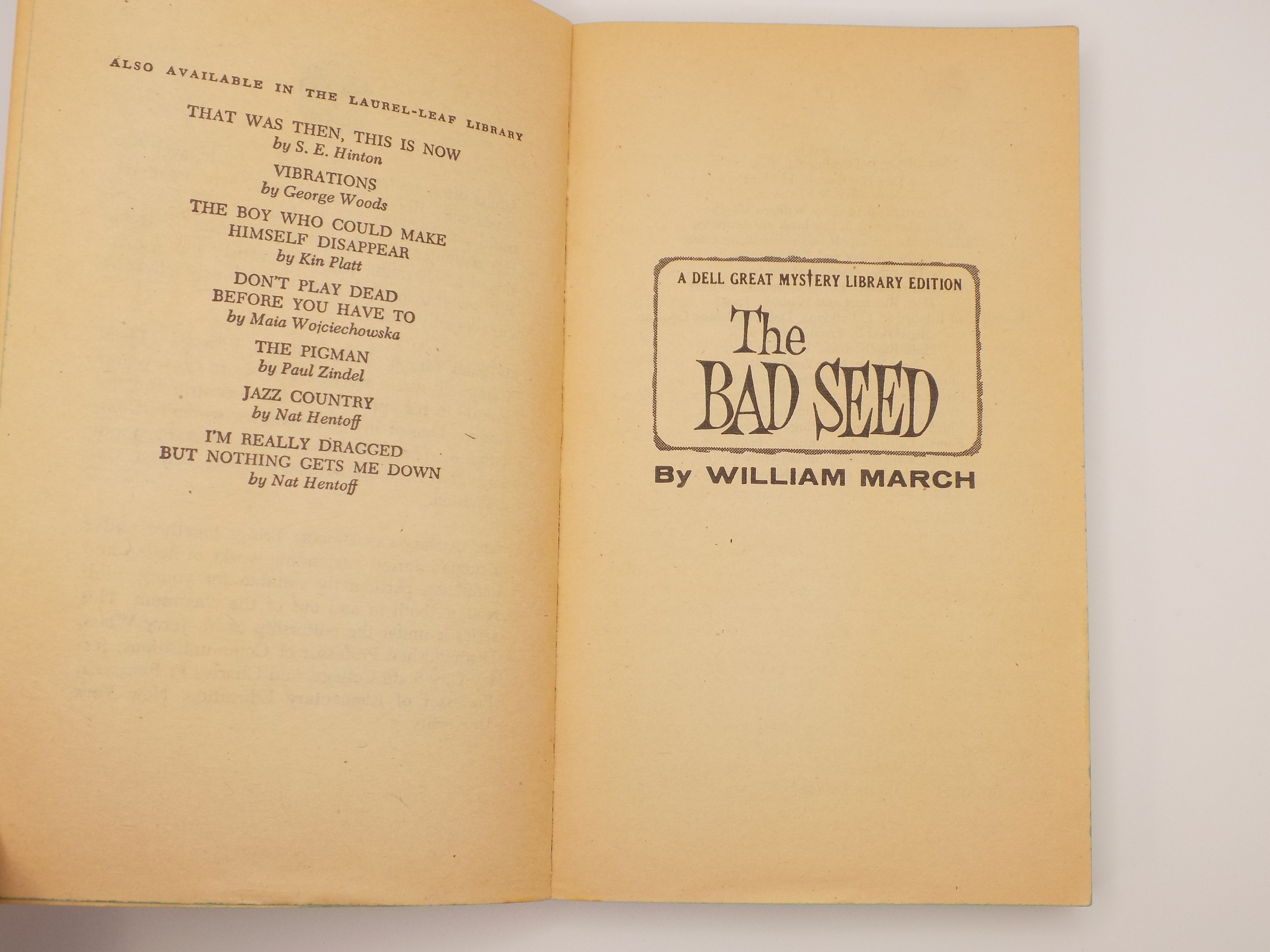 The Bad Seed by William March | Sixth Printing, 1973, Paperback