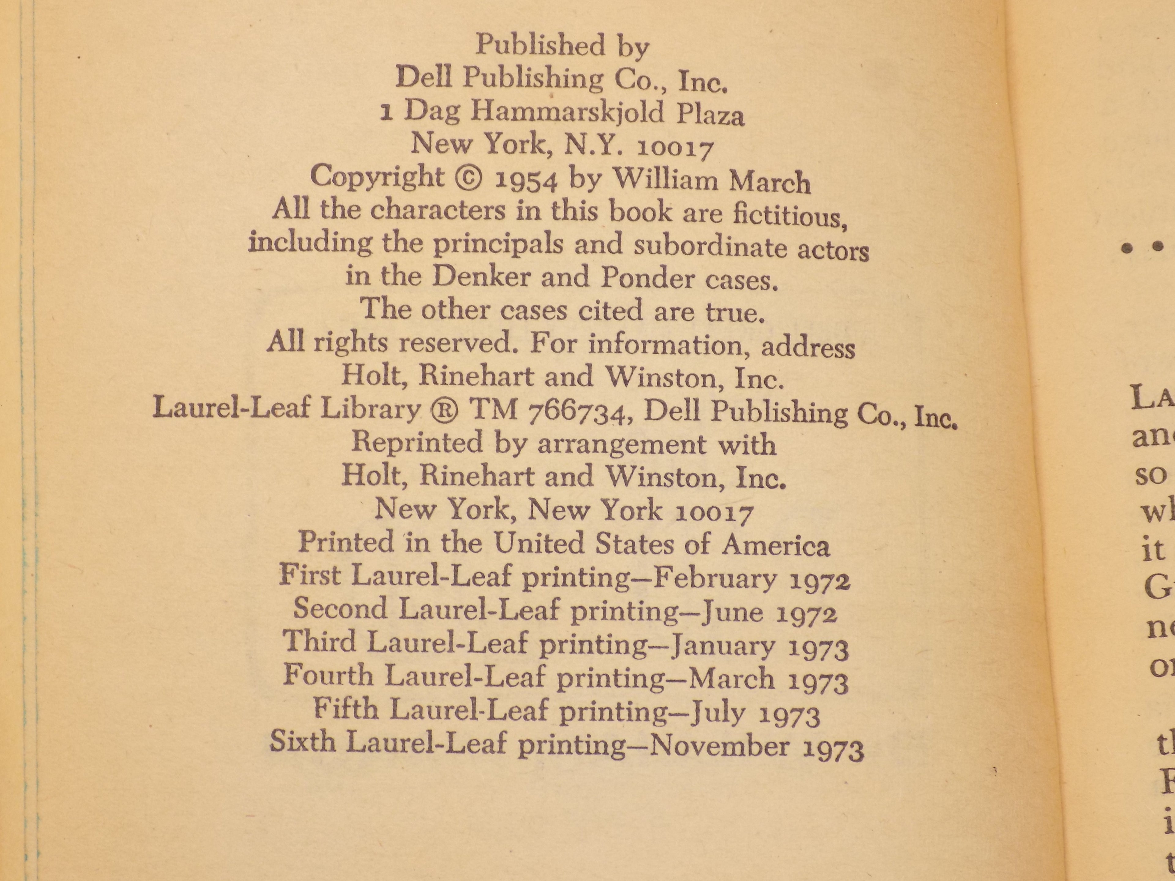 The Bad Seed by William March | Sixth Printing, 1973, Paperback