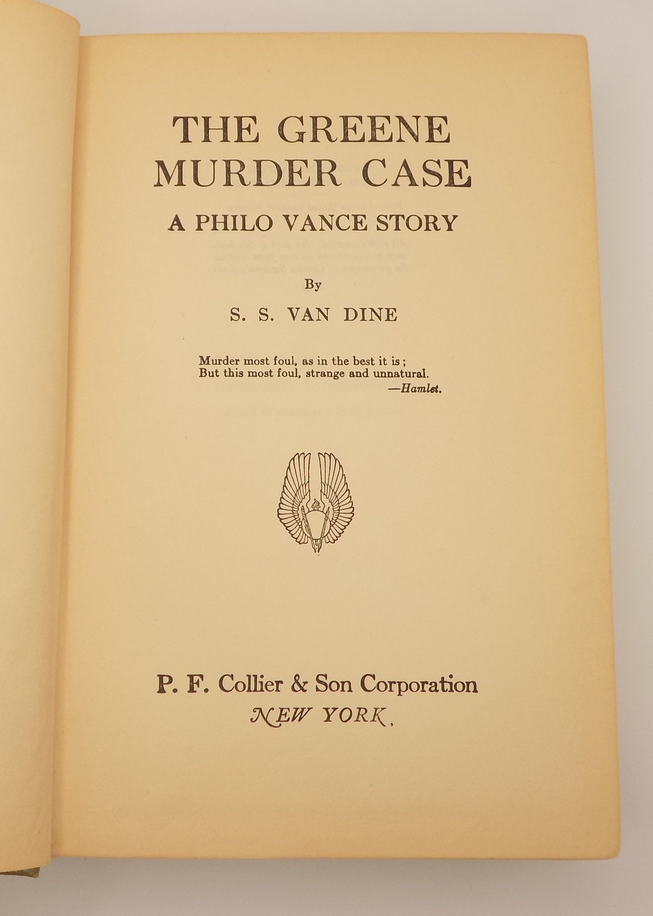 The Greene Murder Case by S.S. Van Dine | 1928, P.F. Collier & Son, Hardcover