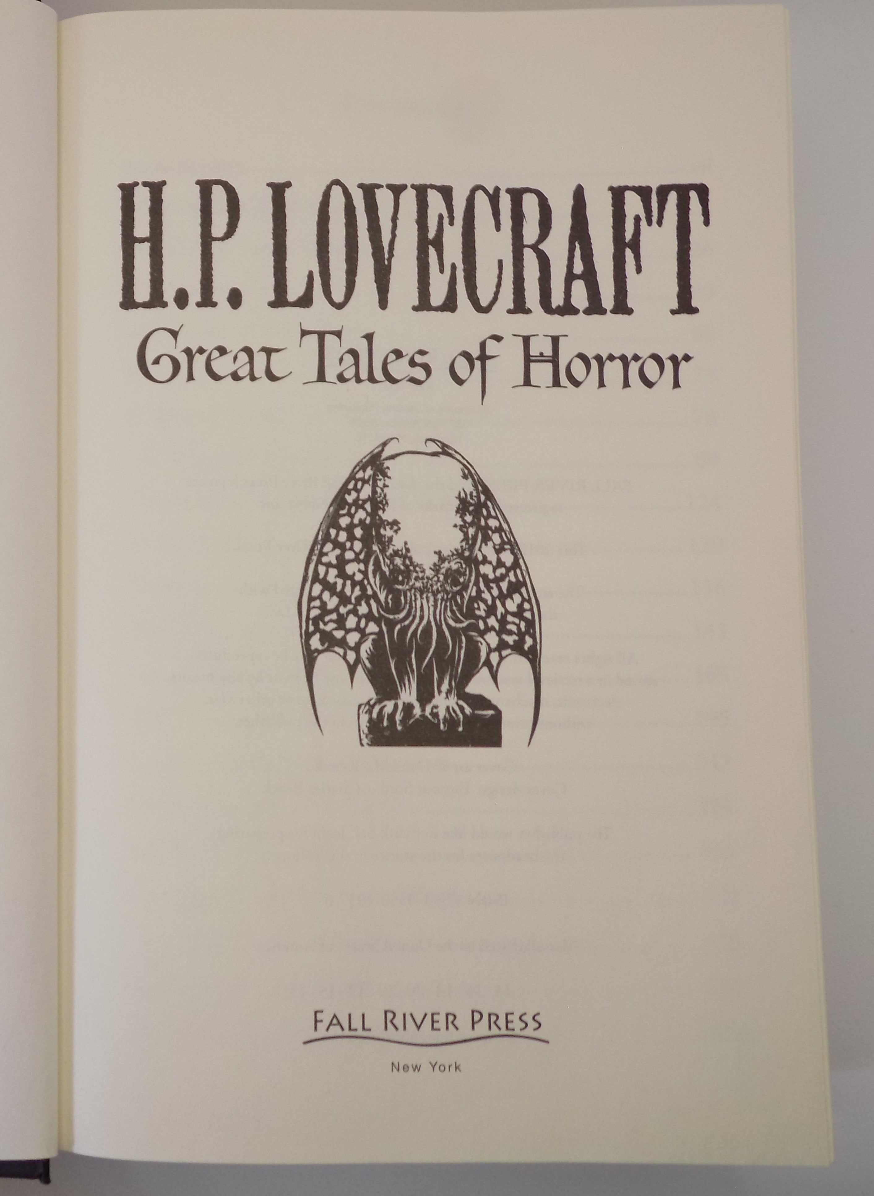 Great Tales of Horror by H.P. Lovecraft | Fall River Press 2012