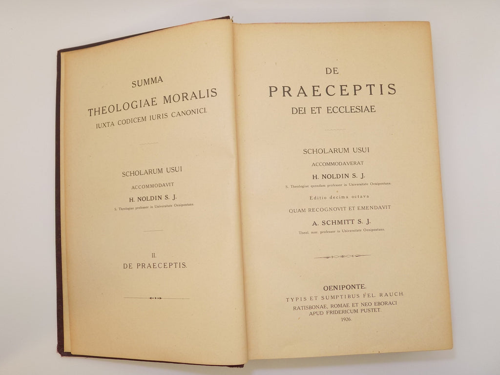 De Praeceptis (On the Precepts) by Hieronymus Noldin, S.J. | Latin Text, 1926