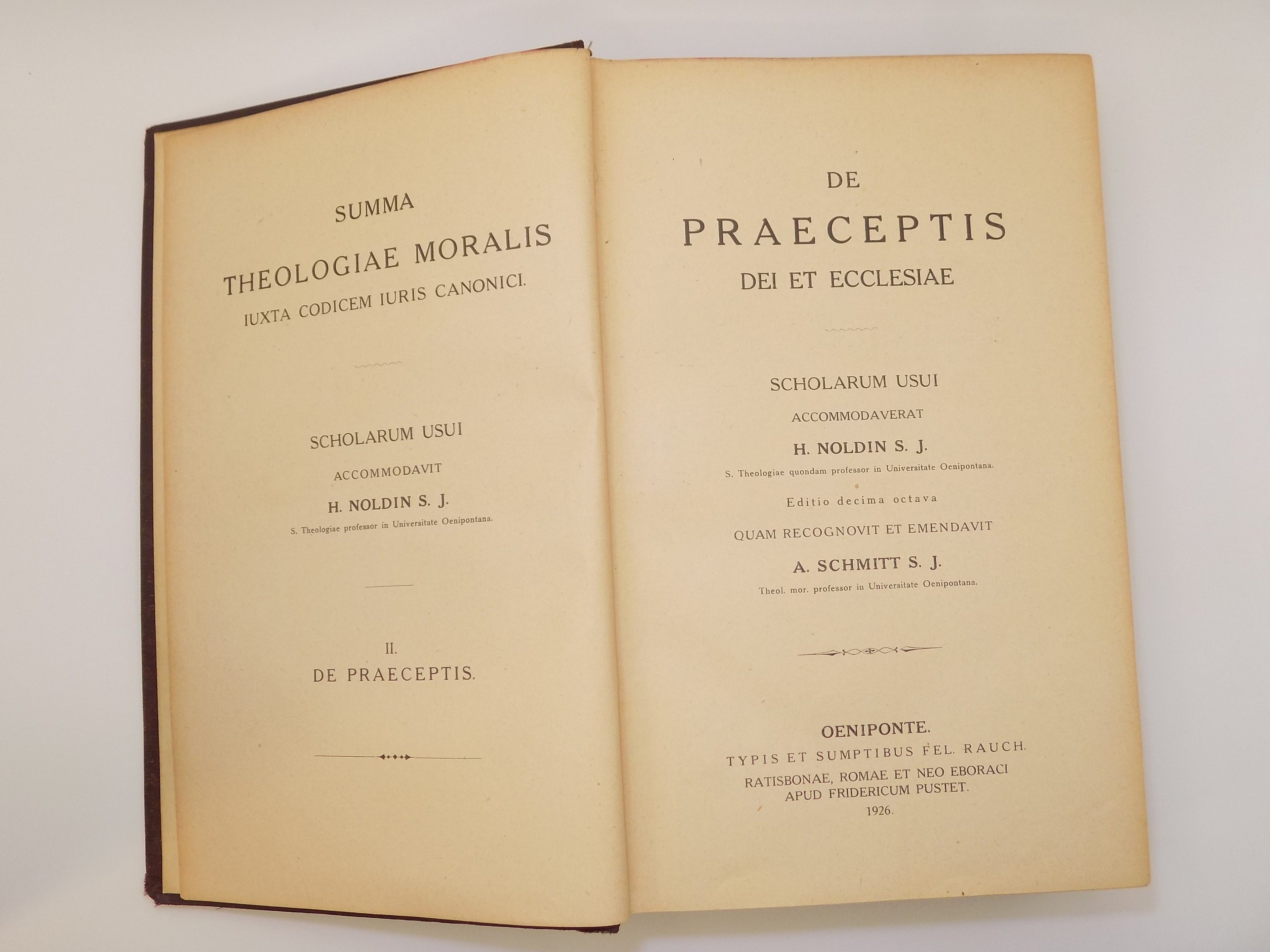 De Praeceptis (On the Precepts) by Hieronymus Noldin, S.J. | Latin Text, 1926