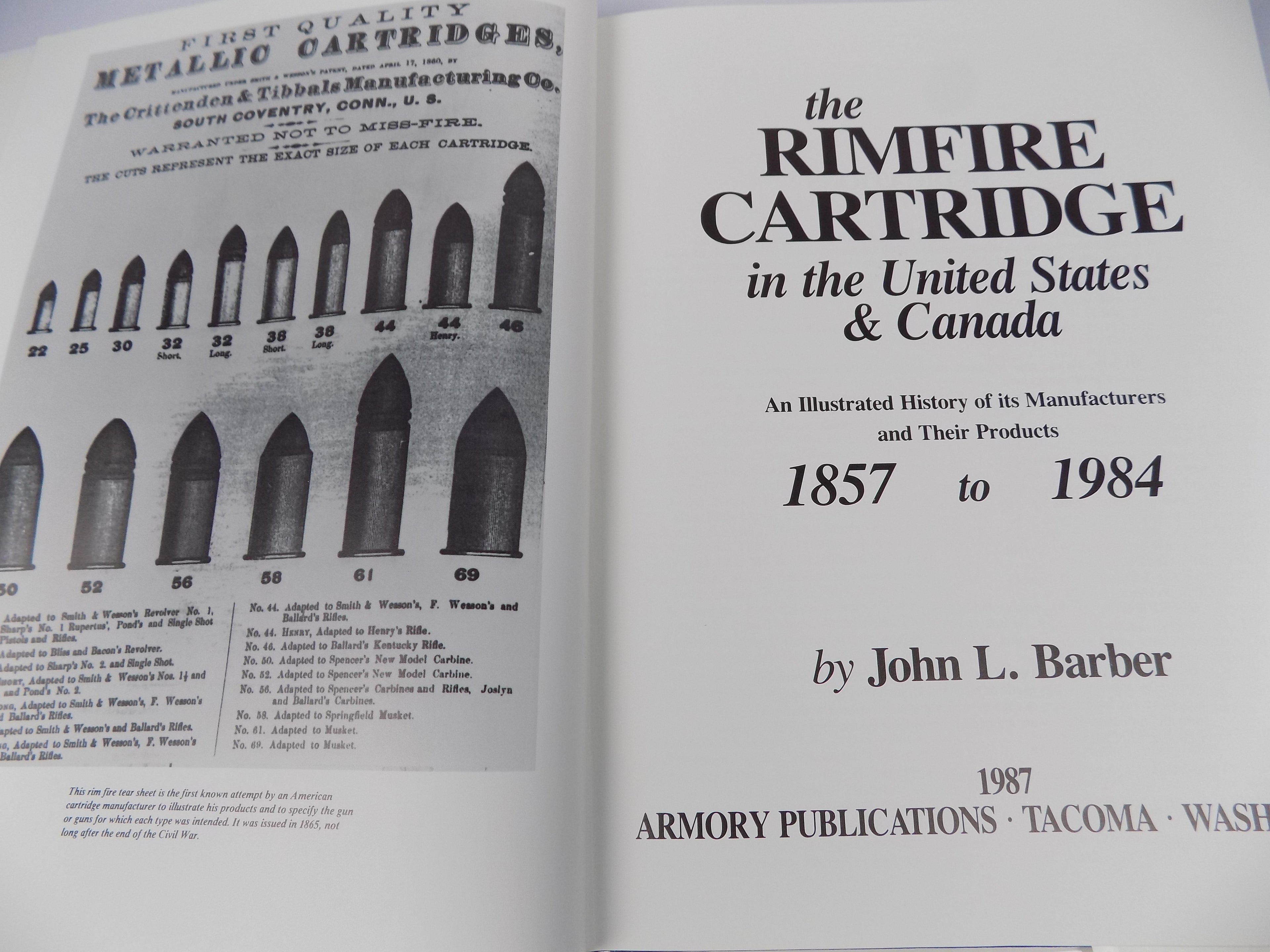 The Rimfire Cartridge in the United States & Canada  1857 to 1984 | Signed & First Edition
