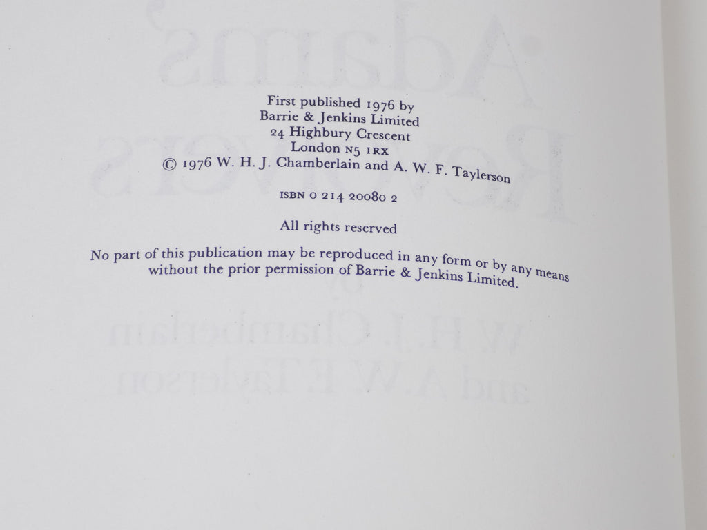 Adams' Revolvers by W.H.J. Chamberlain & A.W.F. Taylerson | 1976, First Edition