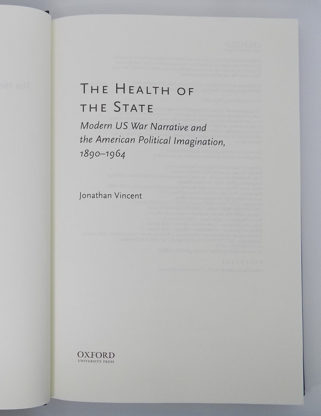 The Health of the State by Jonathan Vincent | Signed 1st Edition