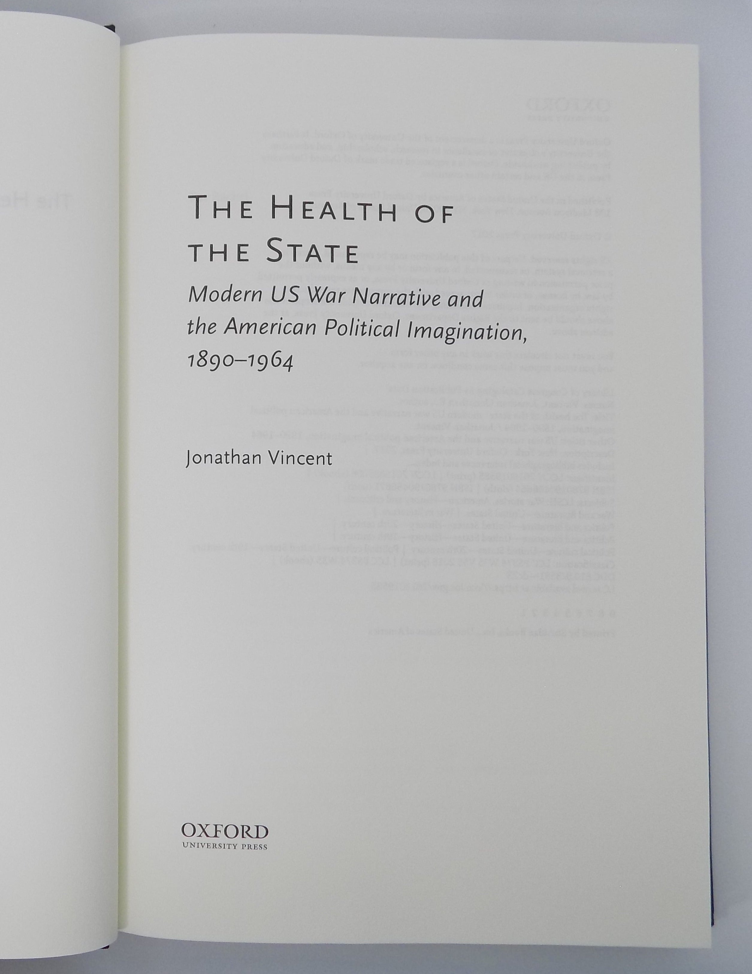 The Health of the State by Jonathan Vincent | Signed 1st Edition