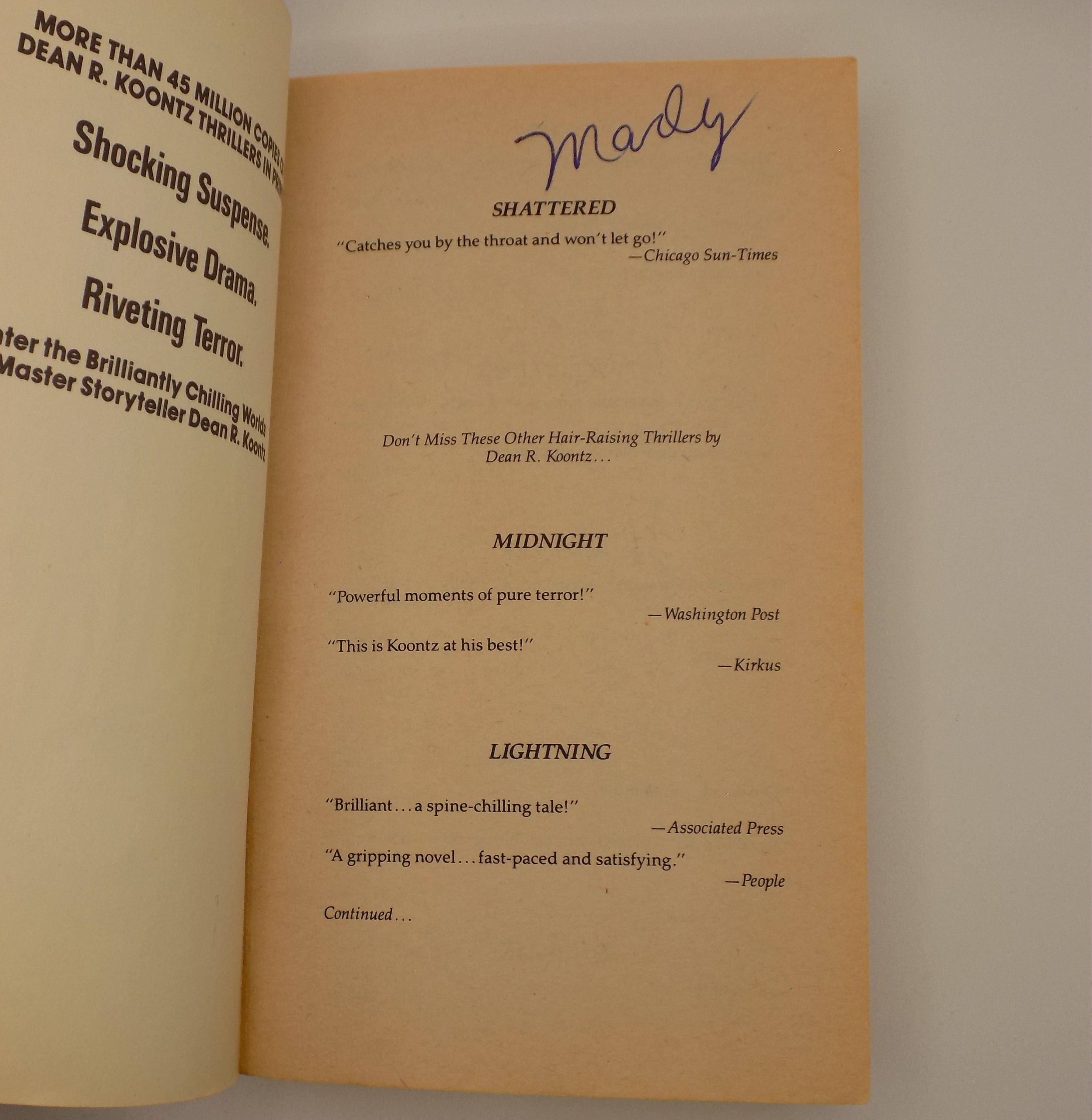 Shattered by Dean R. Koontz | Berkley Edition, 1985