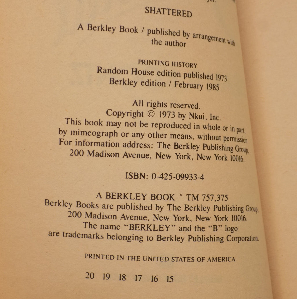 Shattered by Dean R. Koontz | Berkley Edition, 1985