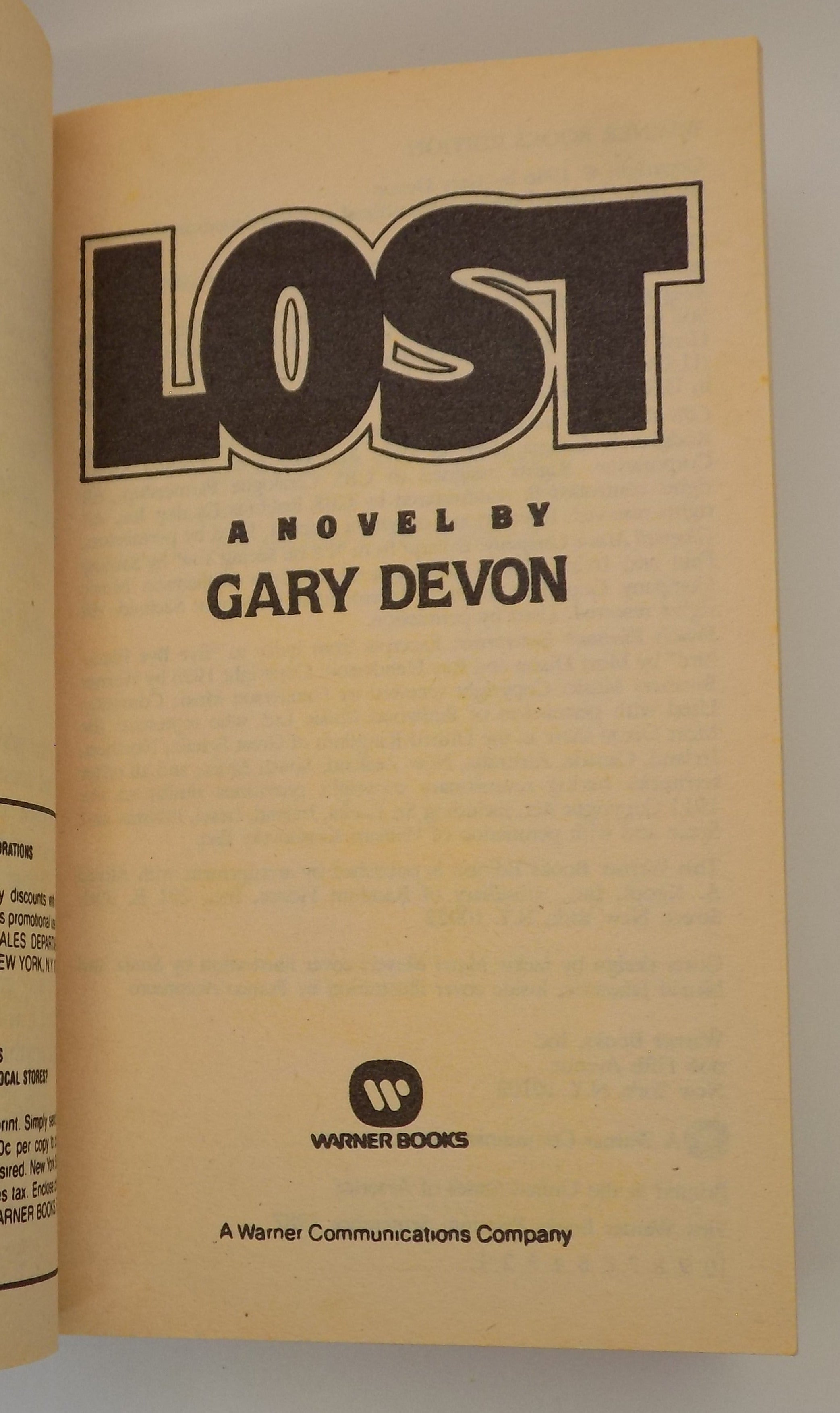 Lost by Gary Devon | Warner Books, 1987