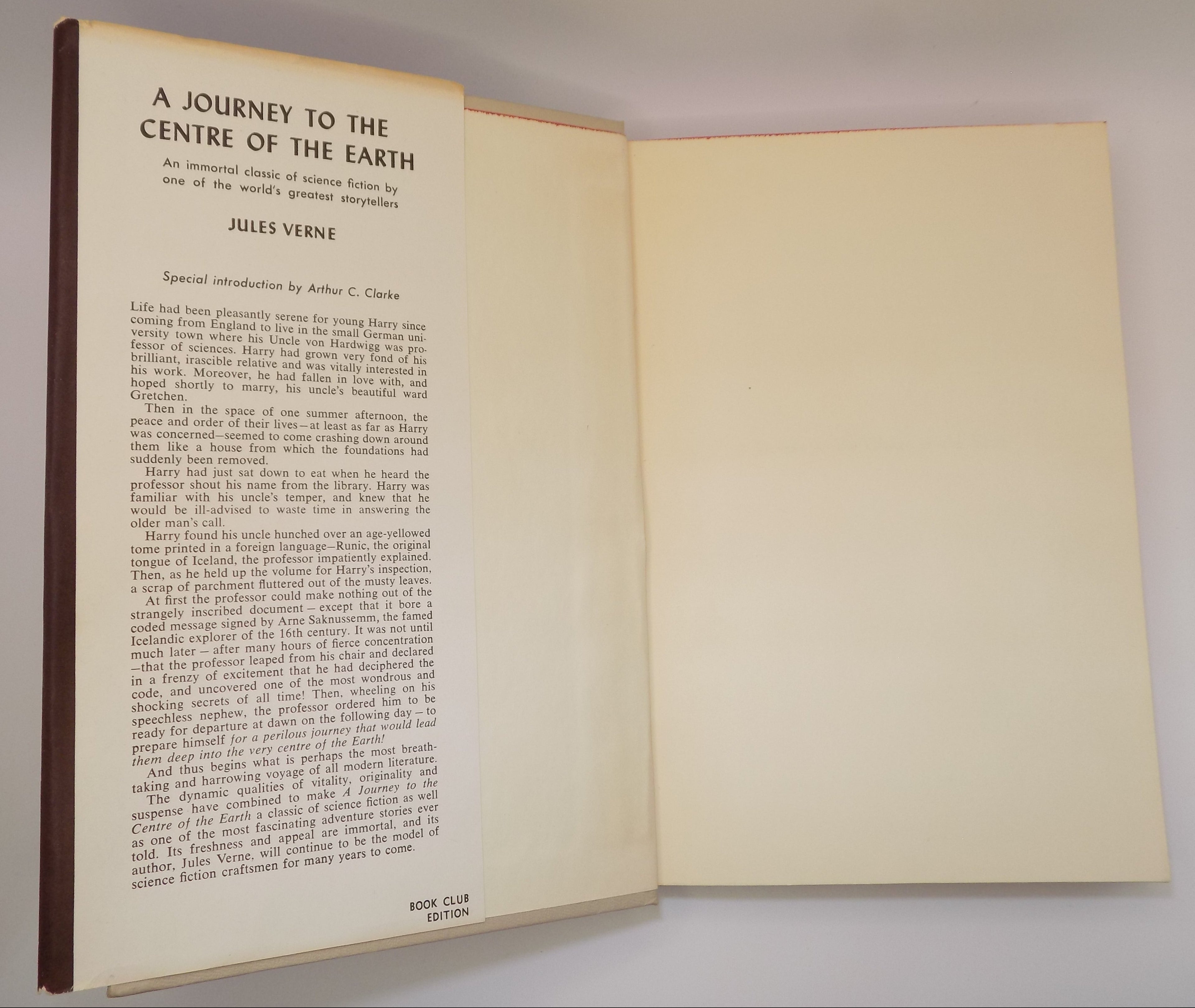 A Journey To The Centre Of The Earth by Jules Verne |1959, Hardcover B.C.E.