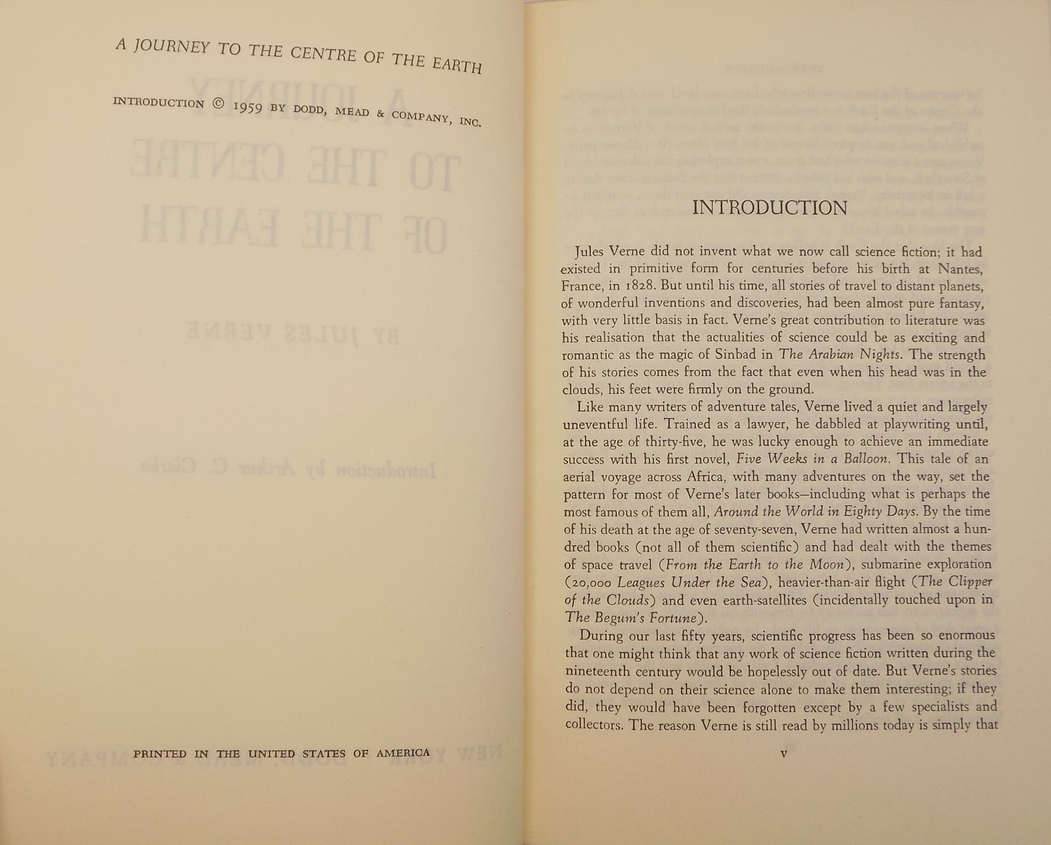 A Journey To The Centre Of The Earth by Jules Verne |1959, Hardcover B.C.E.