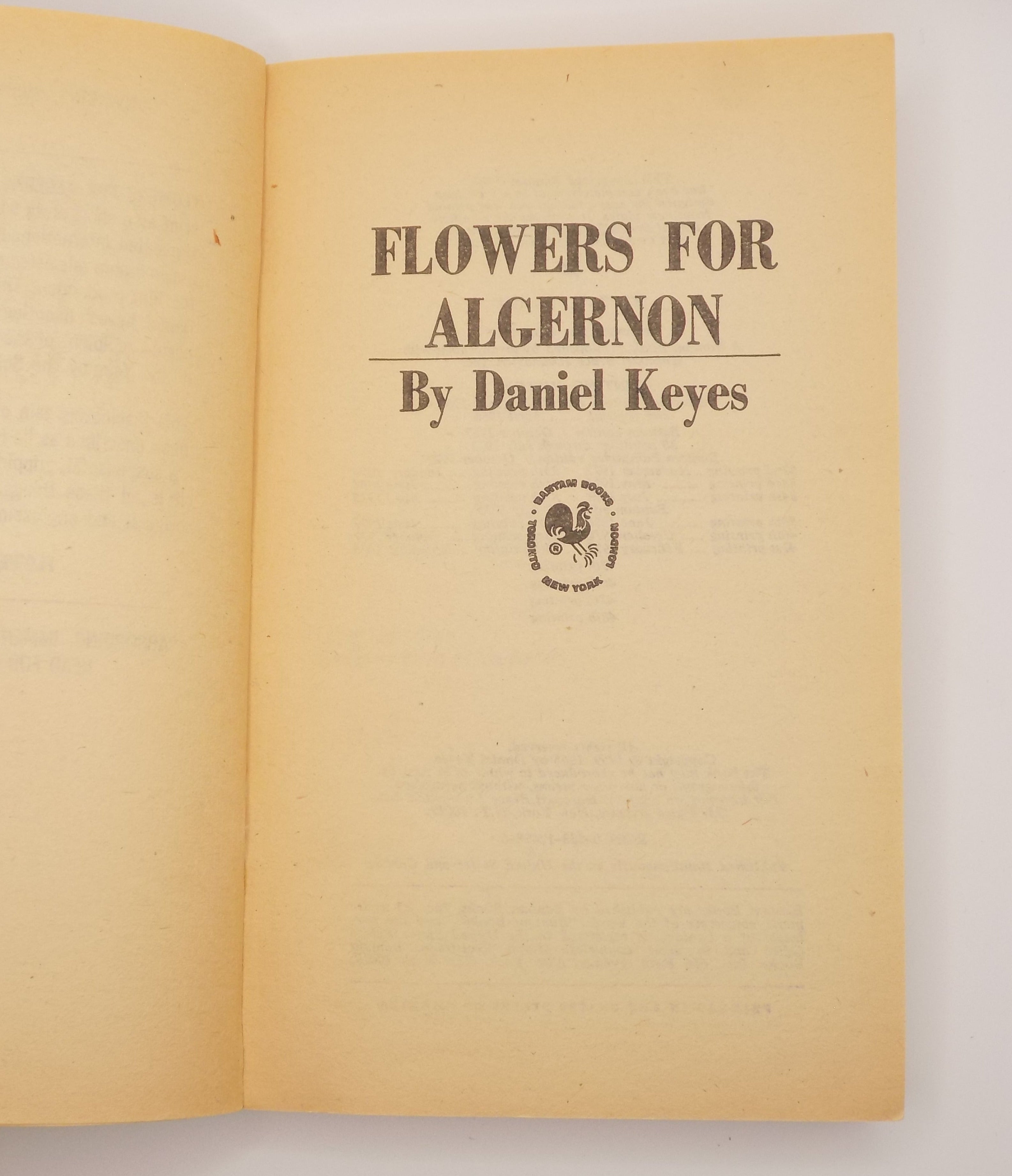 Flowers For Algernon by Daniel Keys | Bantam Books, 1978