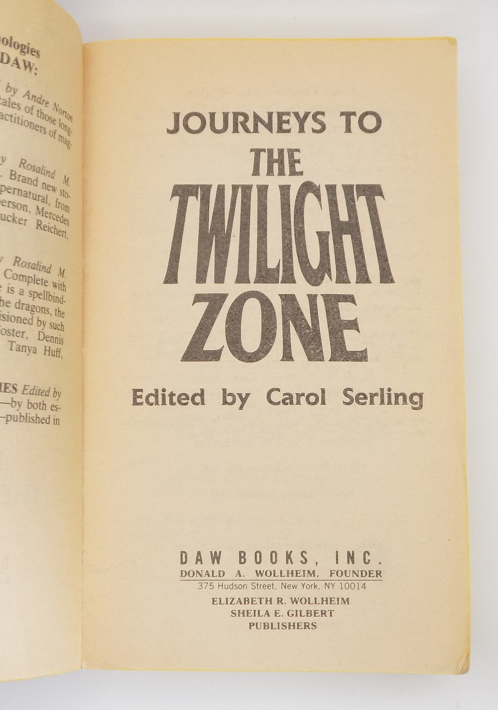Journeys to the Twilight Zone · Edited by Carol Serling [1993]