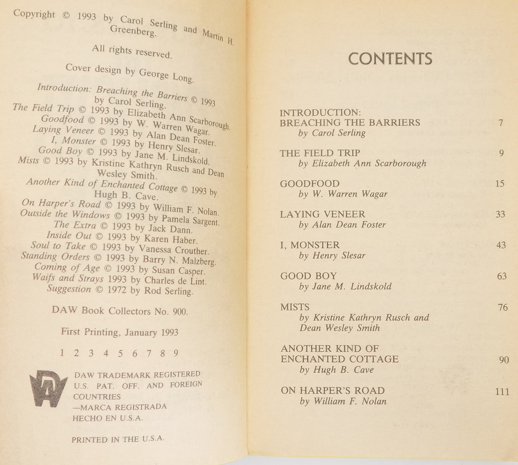 Journeys to the Twilight Zone · Edited by Carol Serling [1993]