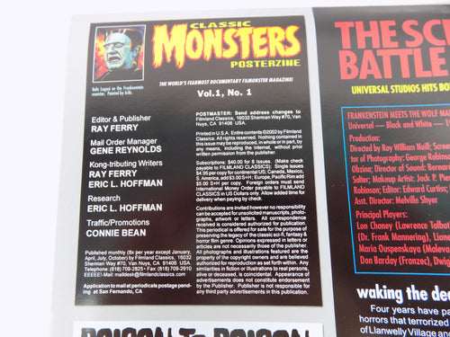 Classic Monsters Posterzine Vol. 1 No. 1 Frankenstein Meets the Wolf Man! SIGNED Ray Ferry-Rare