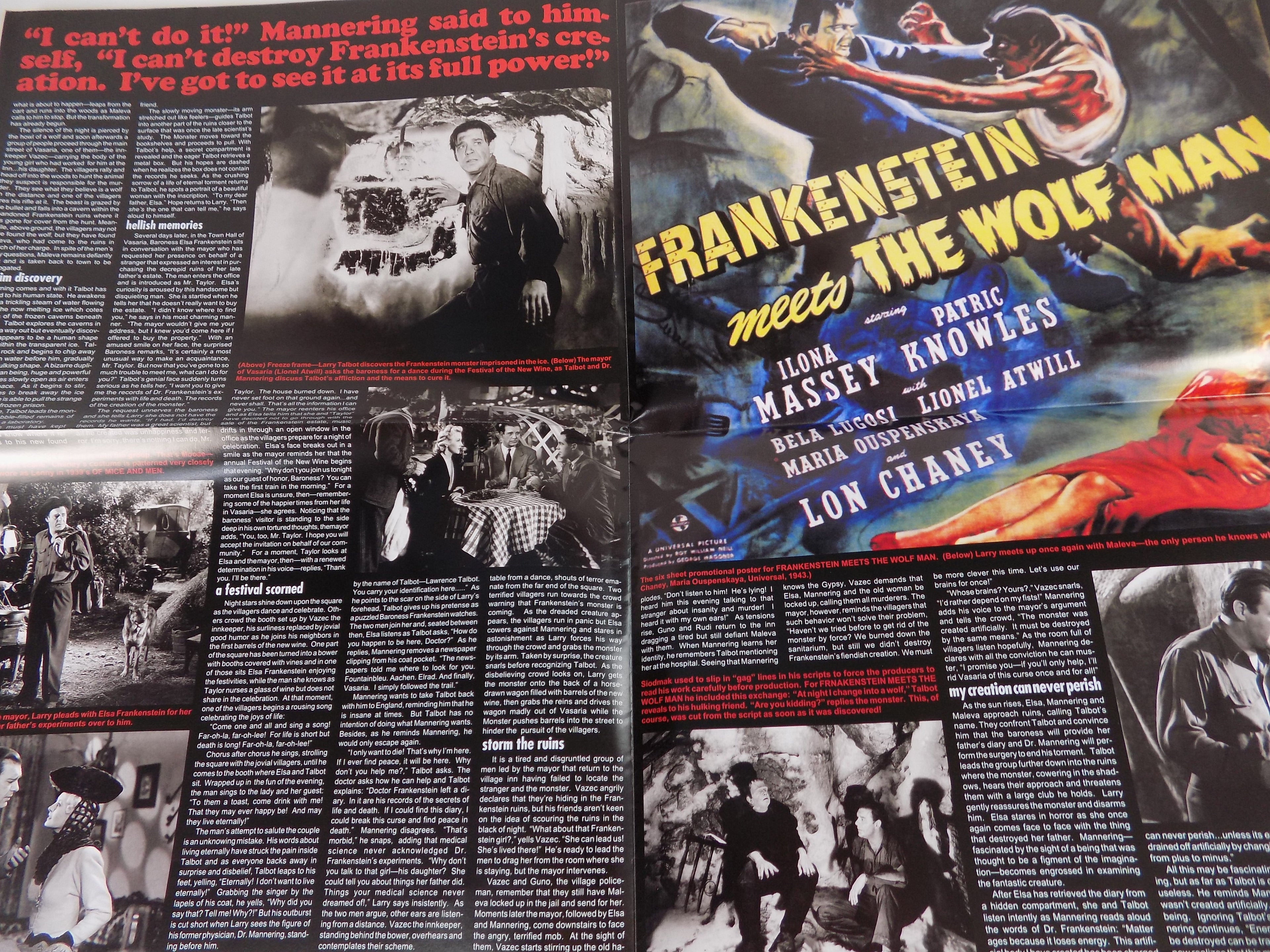 Classic Monsters Posterzine Vol. 1 No. 1 Frankenstein Meets the Wolf Man! SIGNED Ray Ferry-Rare