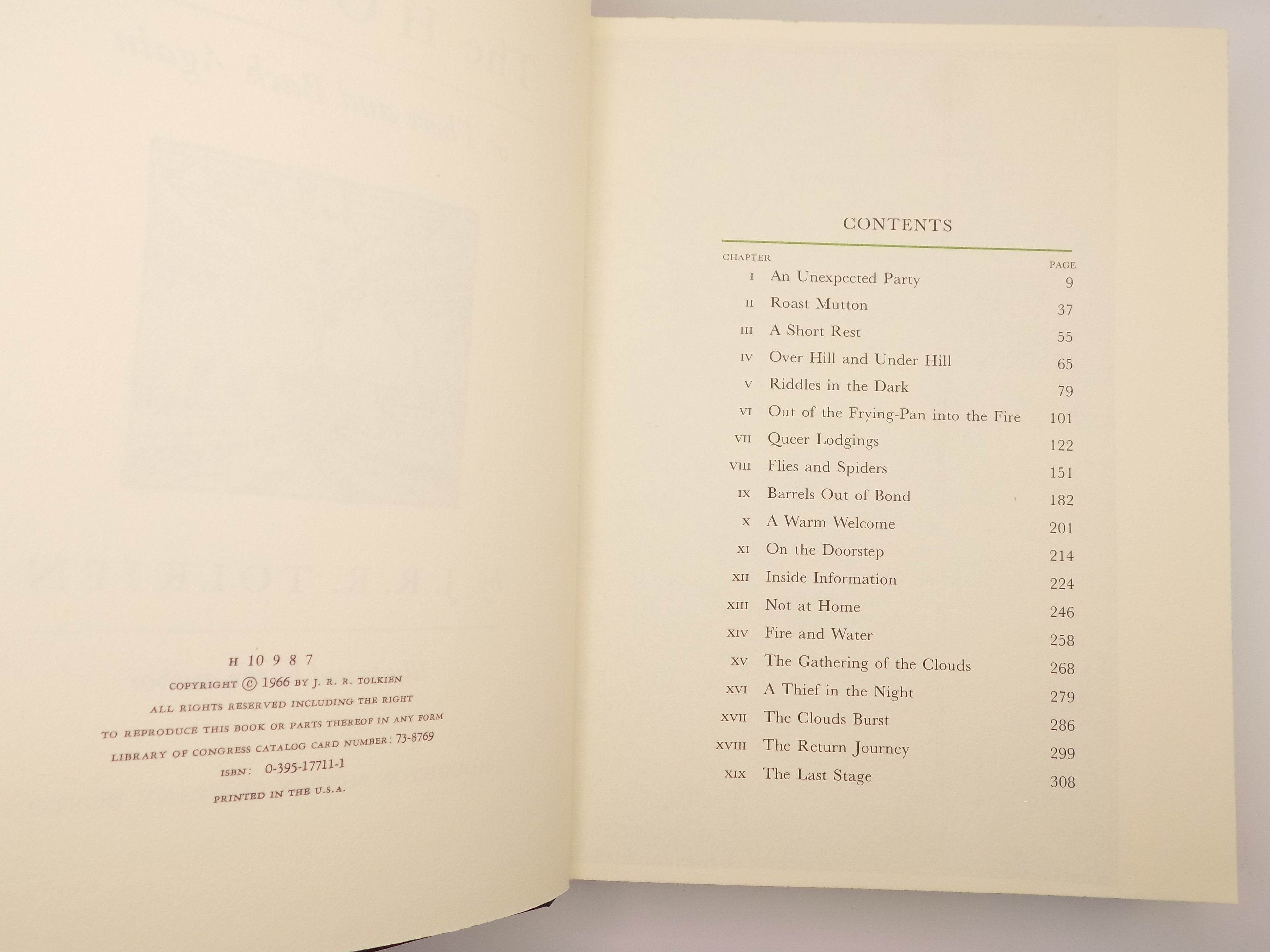 The Hobbit (or There and Back Again) by J.R. Tolkien [Houghton Mifflin, 1973]
