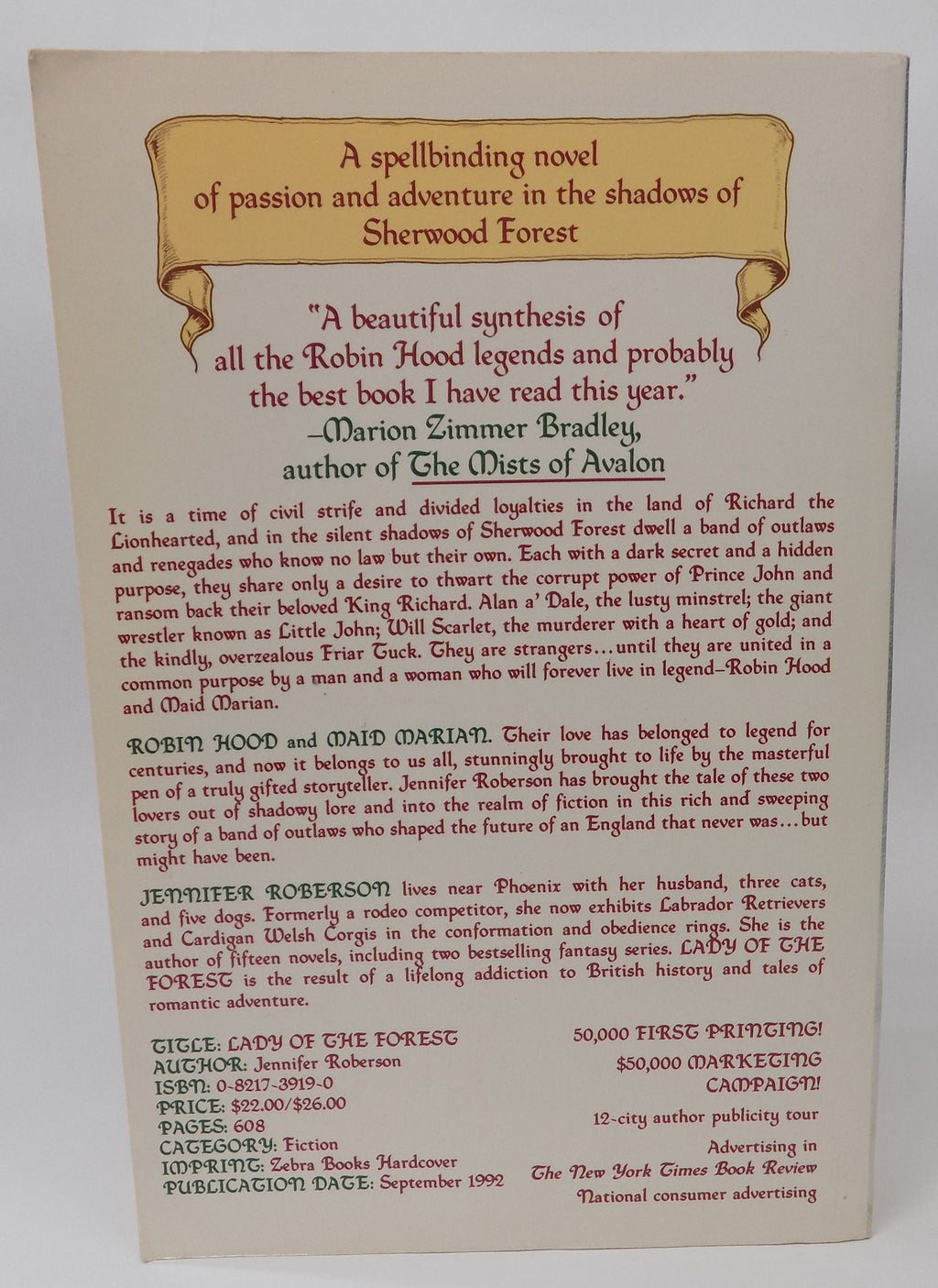 Lady of the Forest by Jennifer Roberson · Advance Reading Copy · Signed & Inscribed