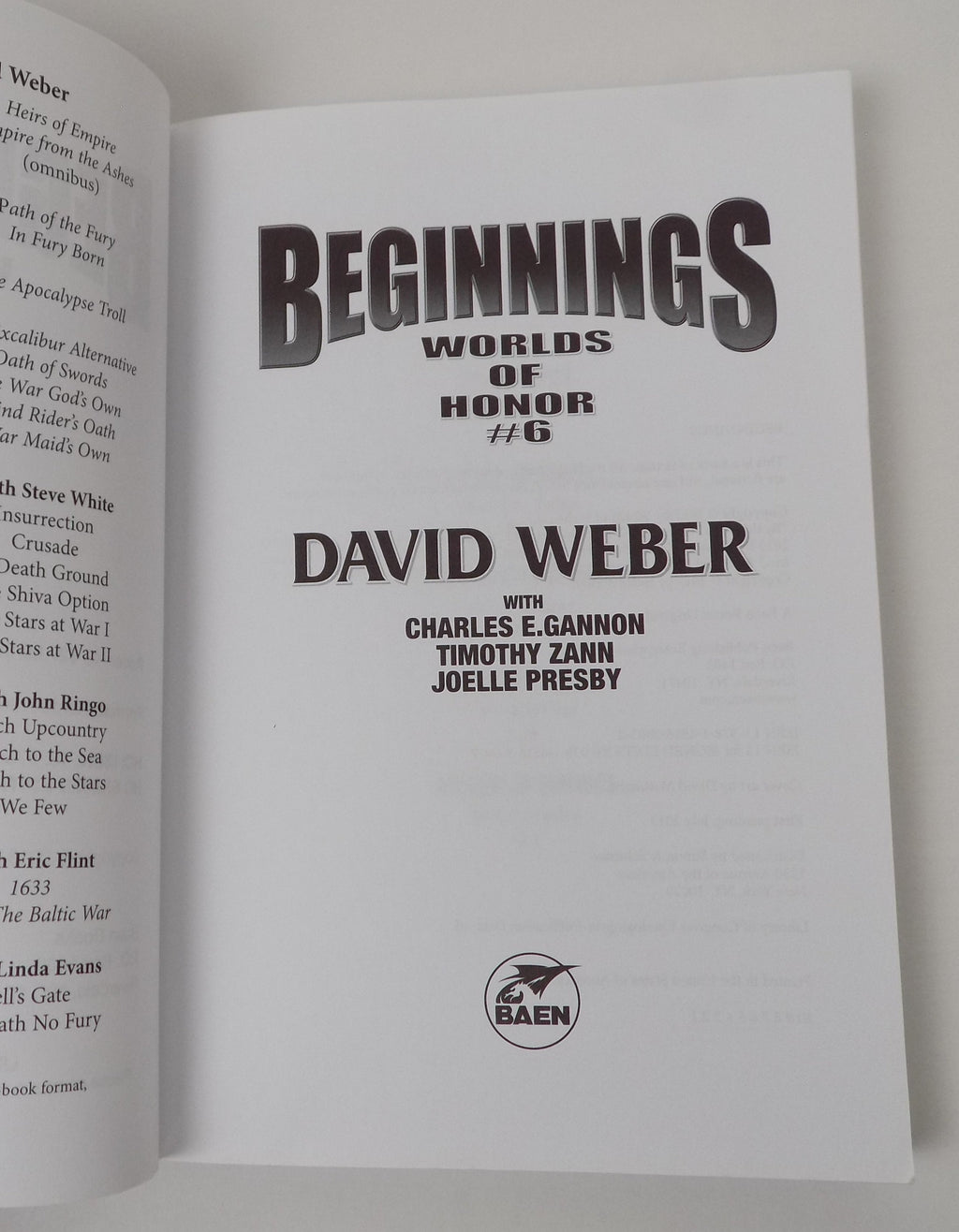 Beginnings by David Weber · Baen Books · Uncorrected Proof, 2013
