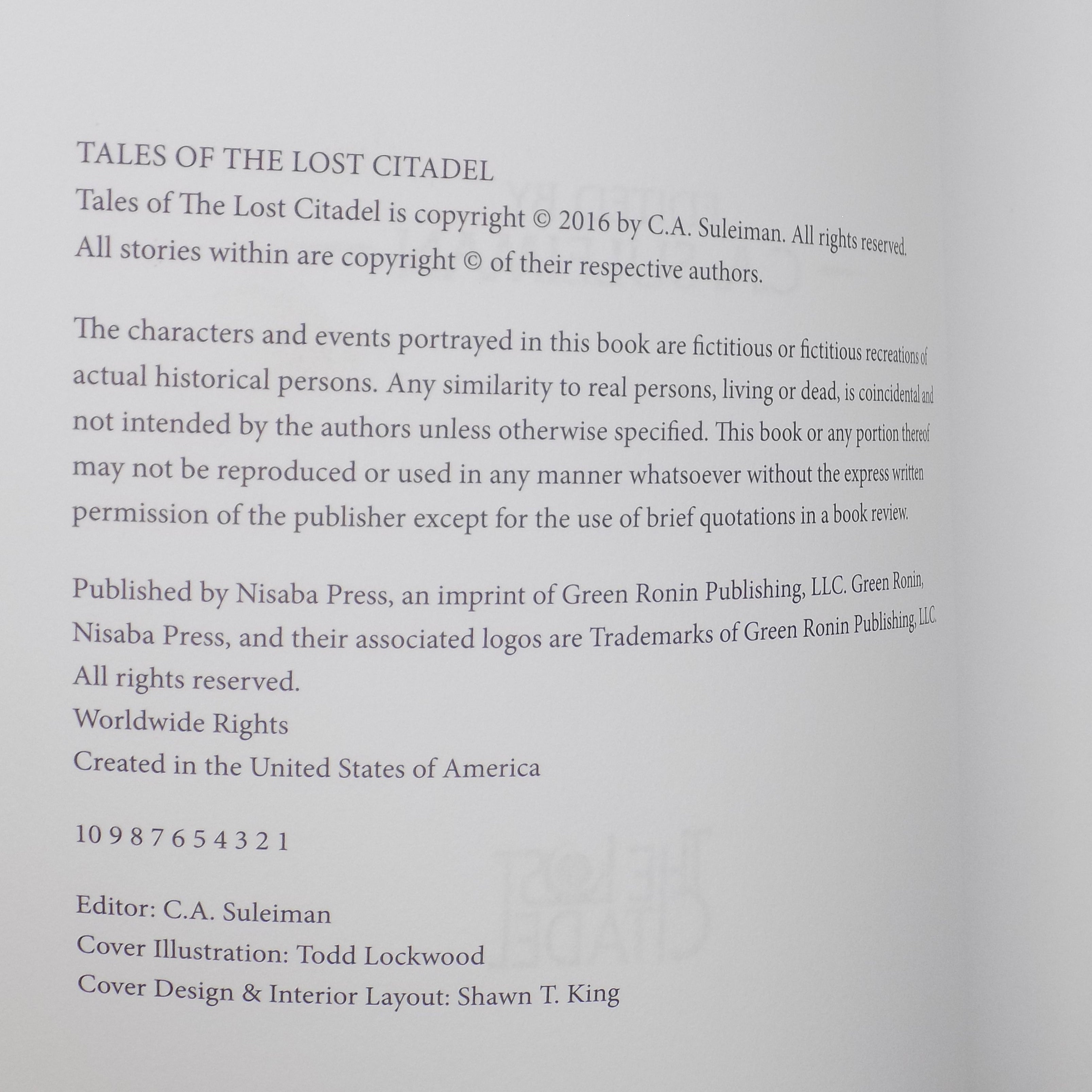 Tales of The Lost Citadel by C.A. Suleiman · Nisaba Press, 2016 · Anthology