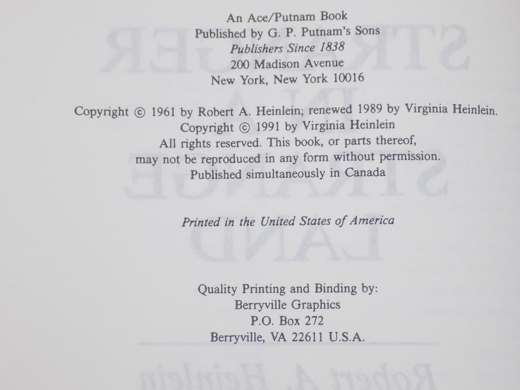 Stranger in a Strange Land by Robert A. Heinlein · B.C.E. 1991