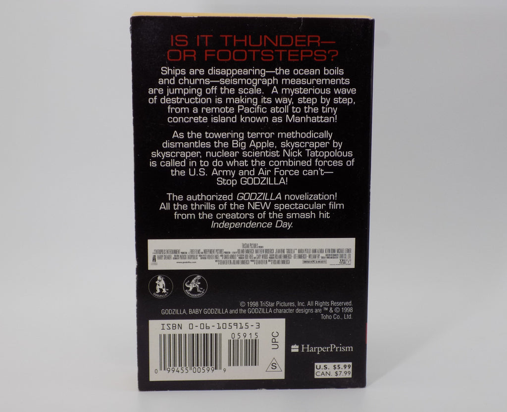 Godzilla: A Novelization  by Stephen Molstad [First Paperback Edition] 1998, HarperPrism