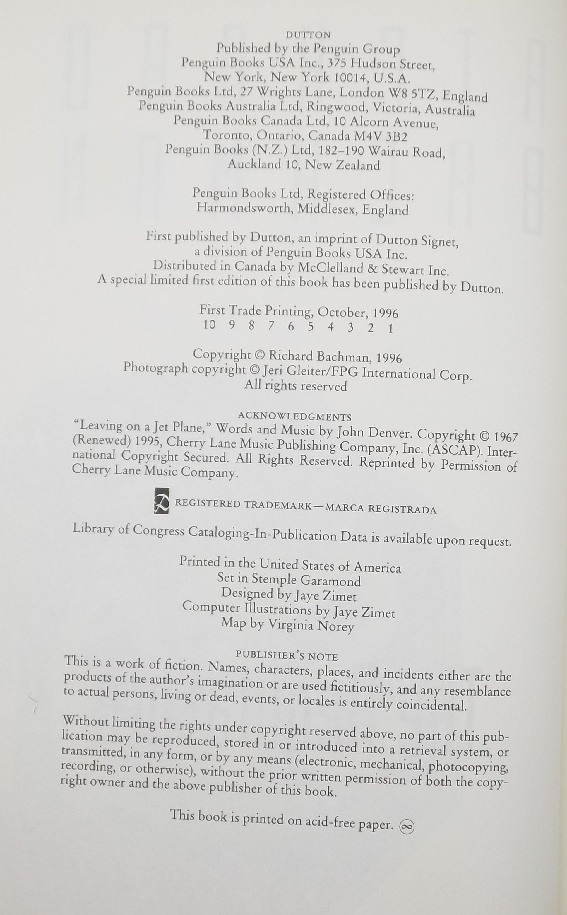 The Regulators by Richard Bachman (Stephen King) [1st Edition, 1996]