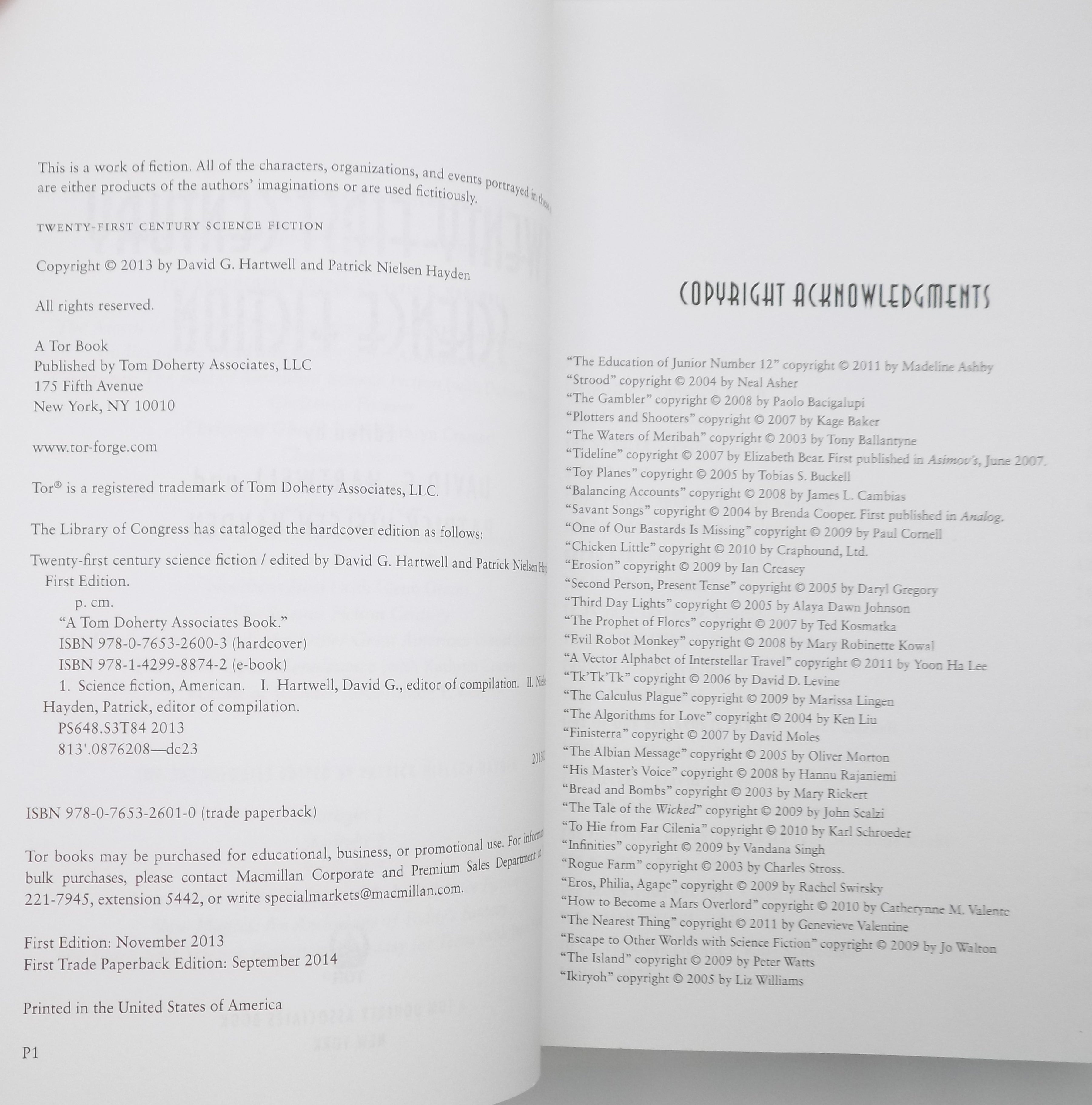 21st Century Science Fiction [Tor Books, 2013]