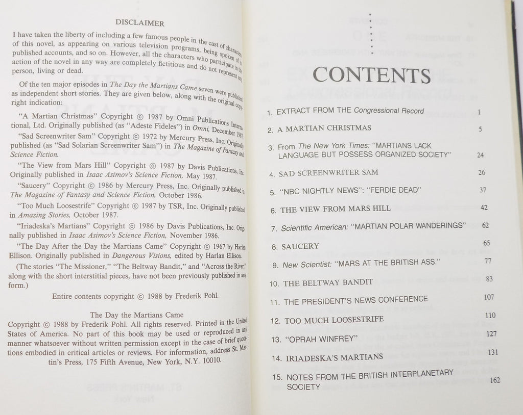 The Day the Martians Came by Frederick Pohl [B.C.E.] ·St. Martin’s Press, 1988