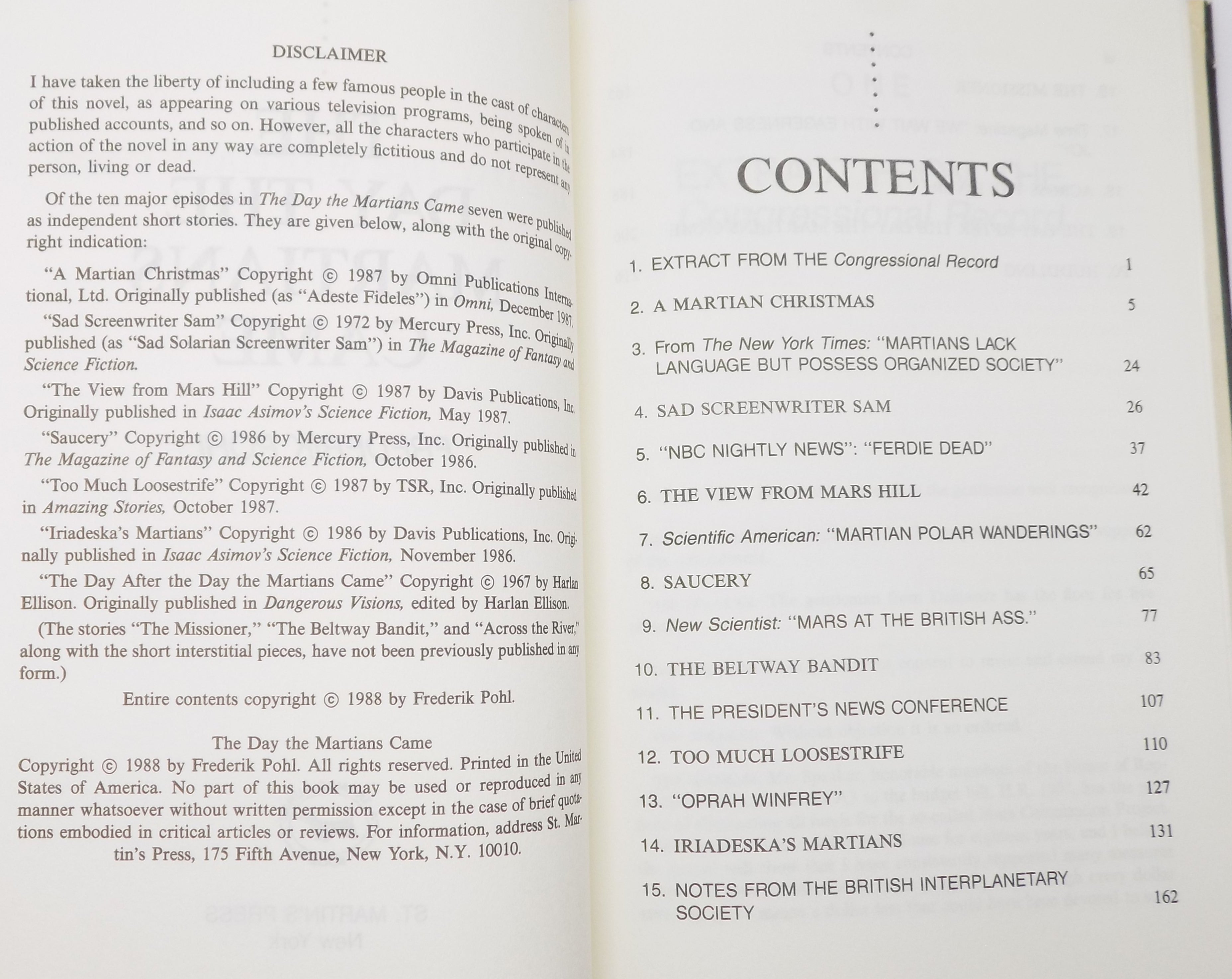 The Day the Martians Came by Frederick Pohl [B.C.E.] ·St. Martin’s Press, 1988