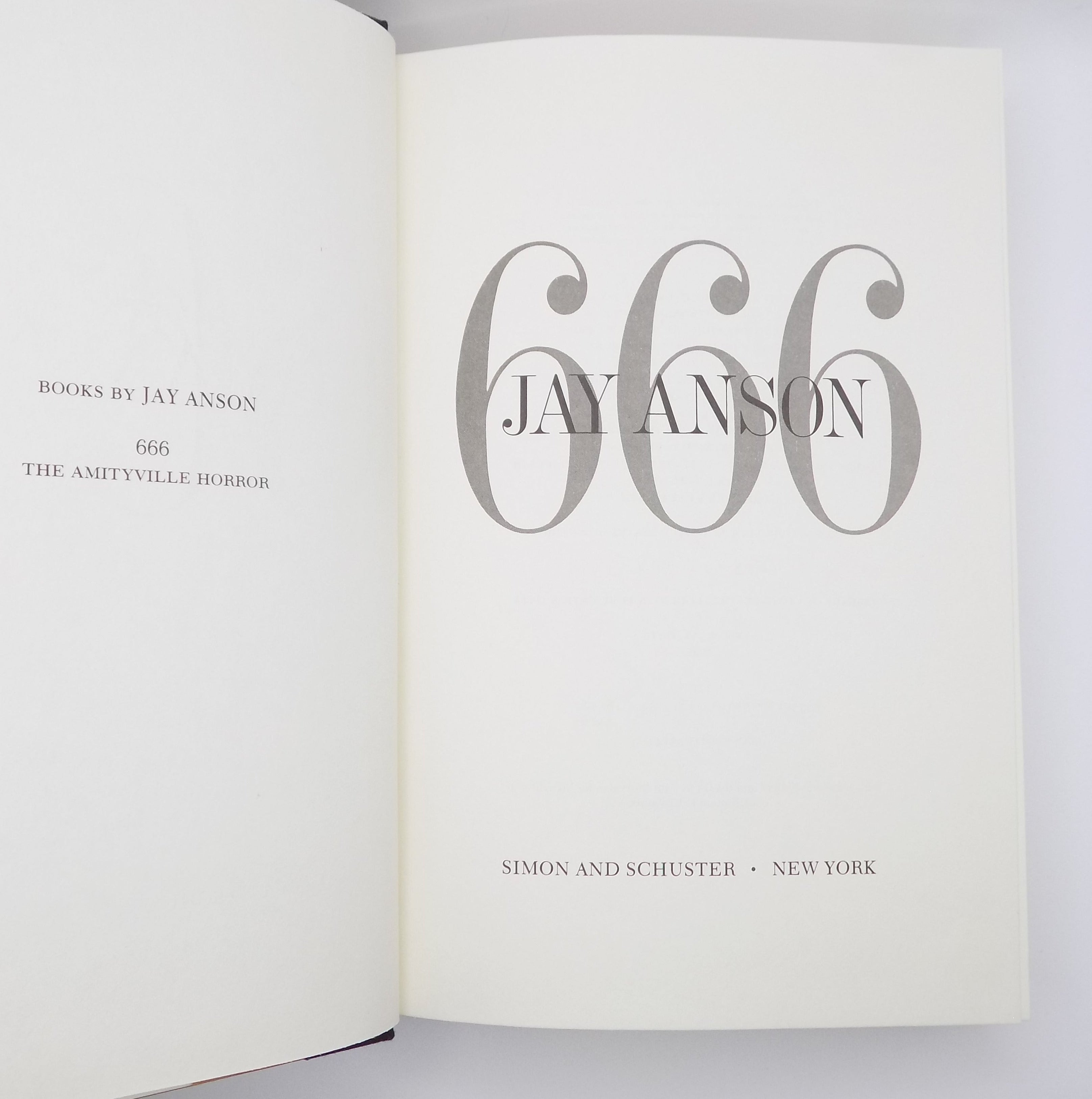 666 : A Novel by Jay Anson [1st Ed.] Simon & Schuster, 1981