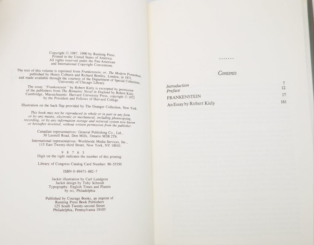 Frankenstein by Mary W. Shelly [B.C.E.] Courage Classics, 1990