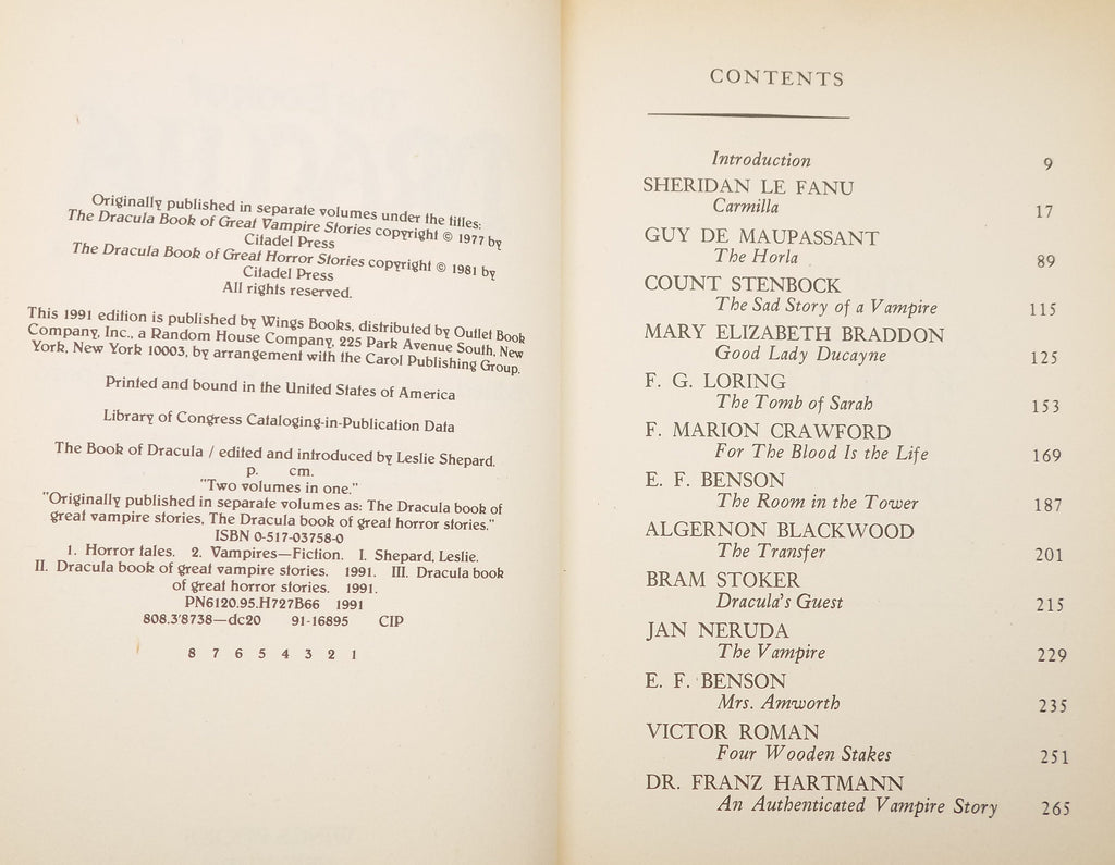 The Book of Dracula Edited by Leslie Shepard [Wing Books, 1991]