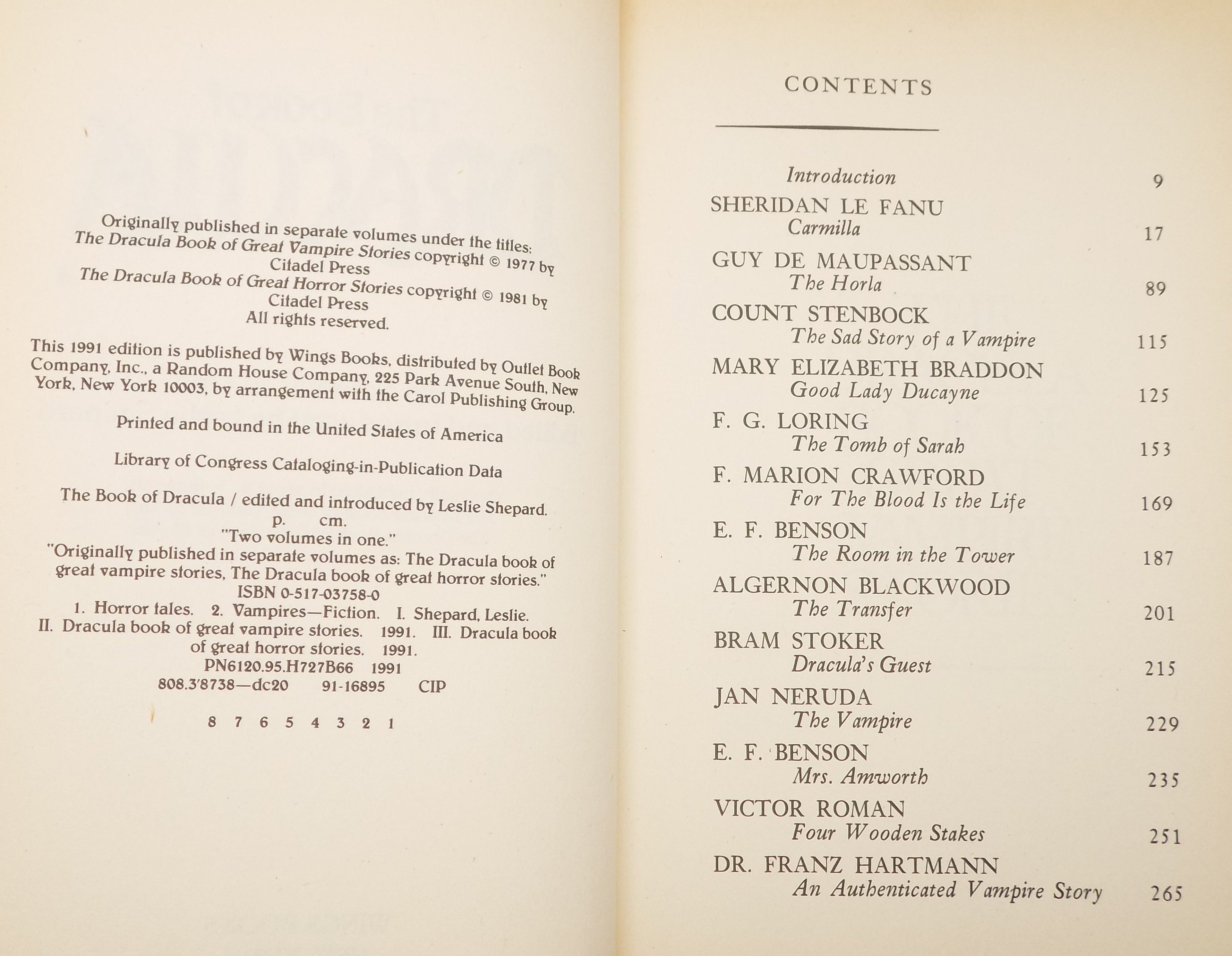 The Book of Dracula Edited by Leslie Shepard [Wing Books, 1991]