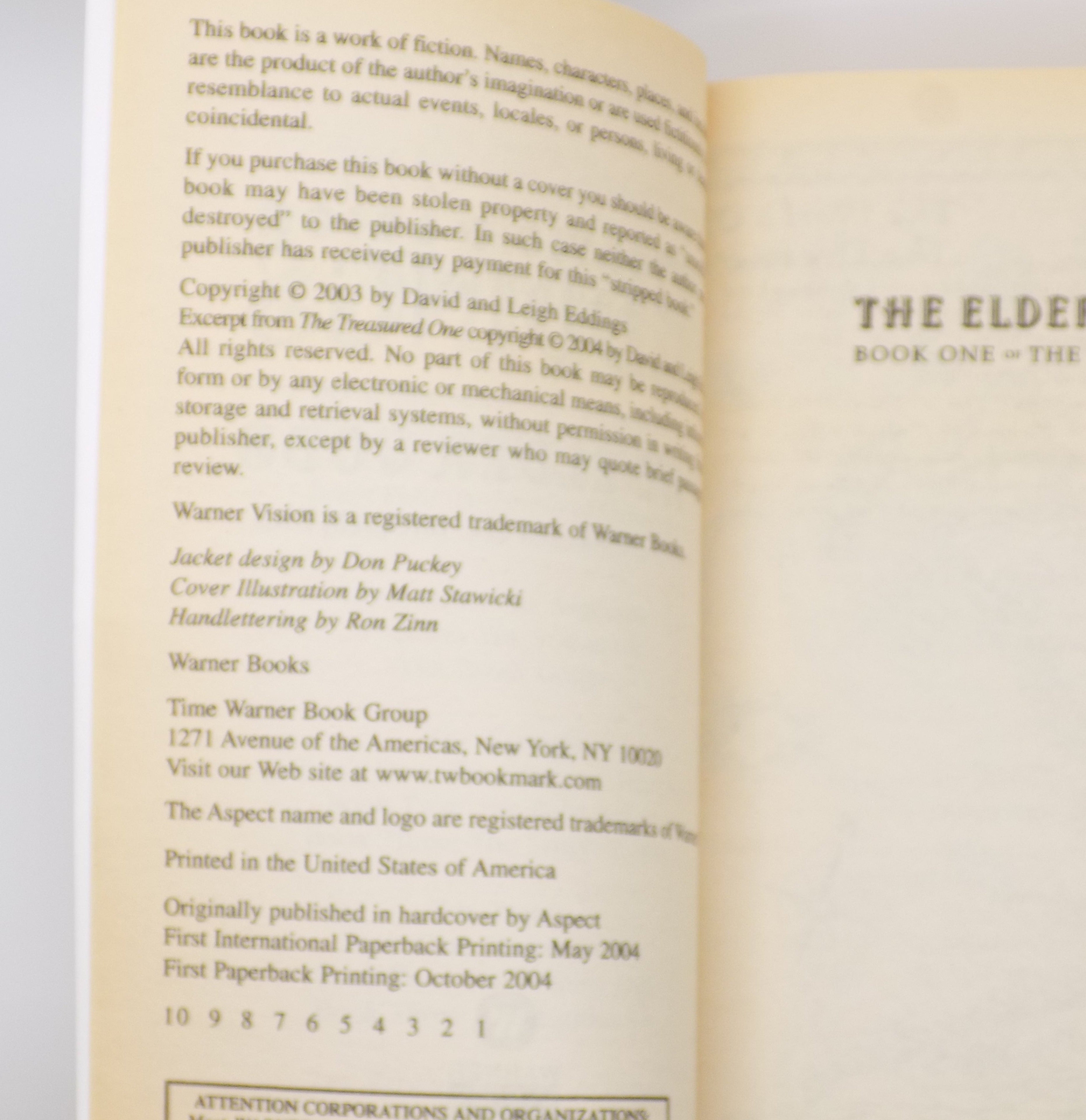 The Elder Gods Book One by David and Leigh Eddings [Warner Vision, 2004]