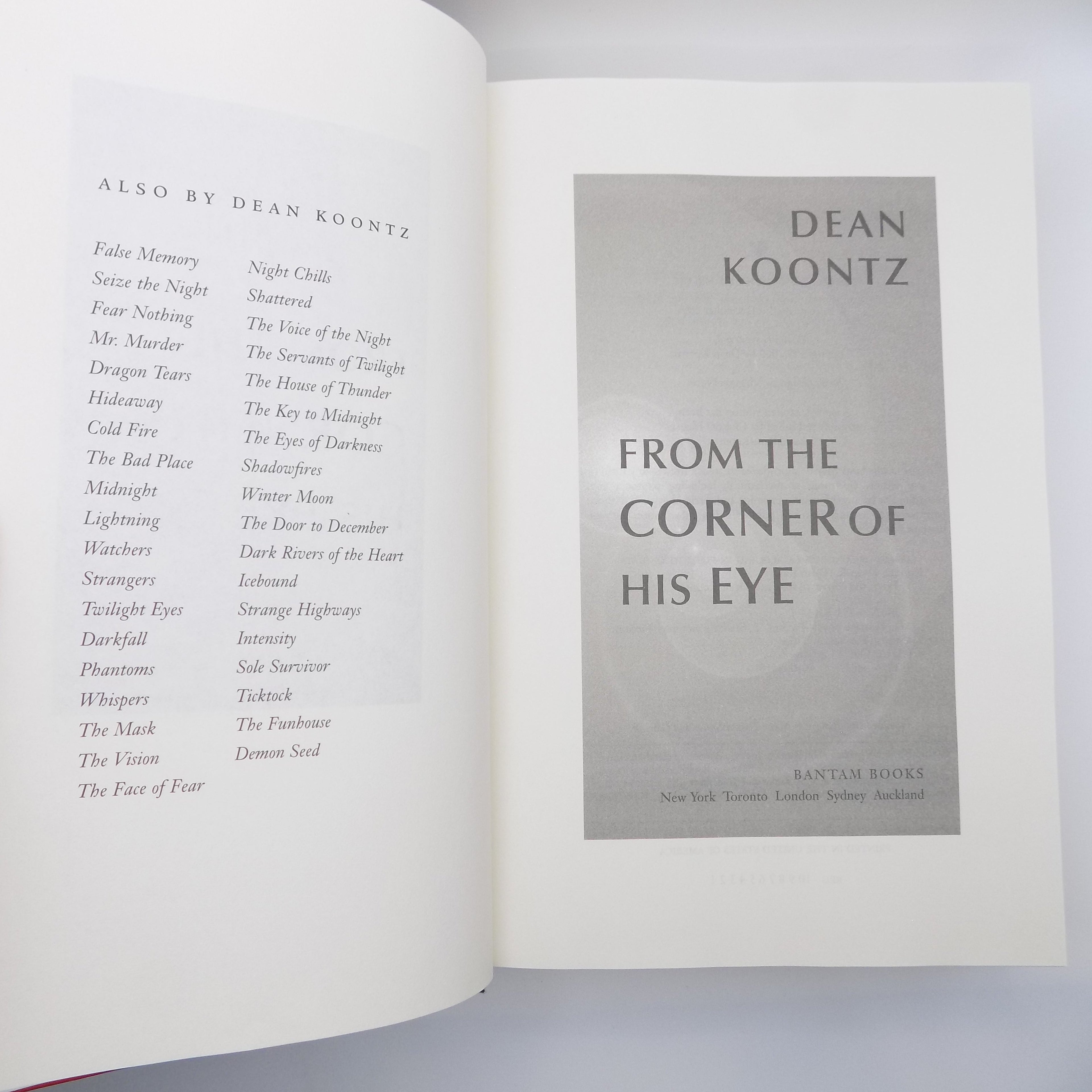 From the Corner of His Eye by Dean Koontz [ First Edition] Bantam Horror, 2000