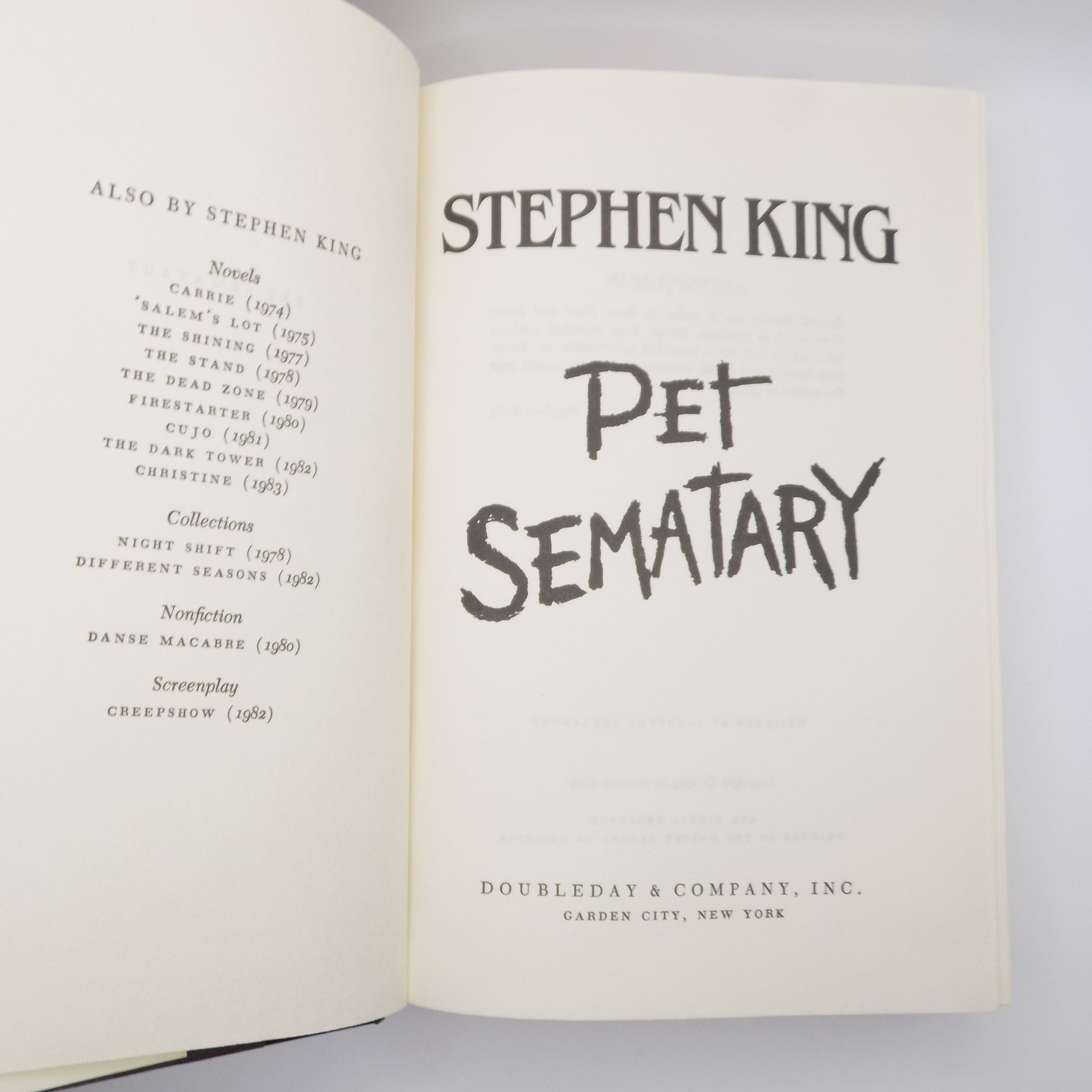 Pet Sematary by Stephen King [B.C.E.]  Doubleday, 1983
