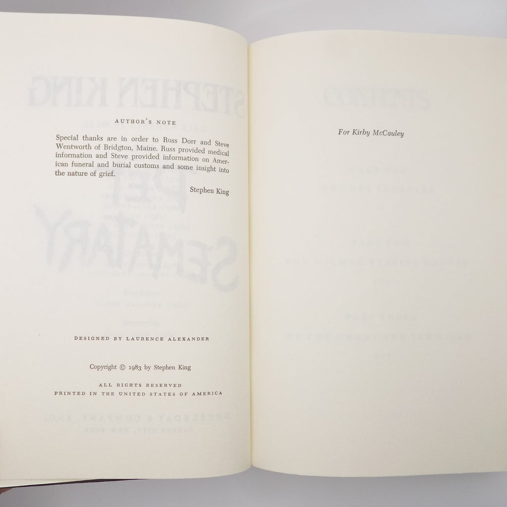 Pet Sematary by Stephen King [B.C.E.]  Doubleday, 1983