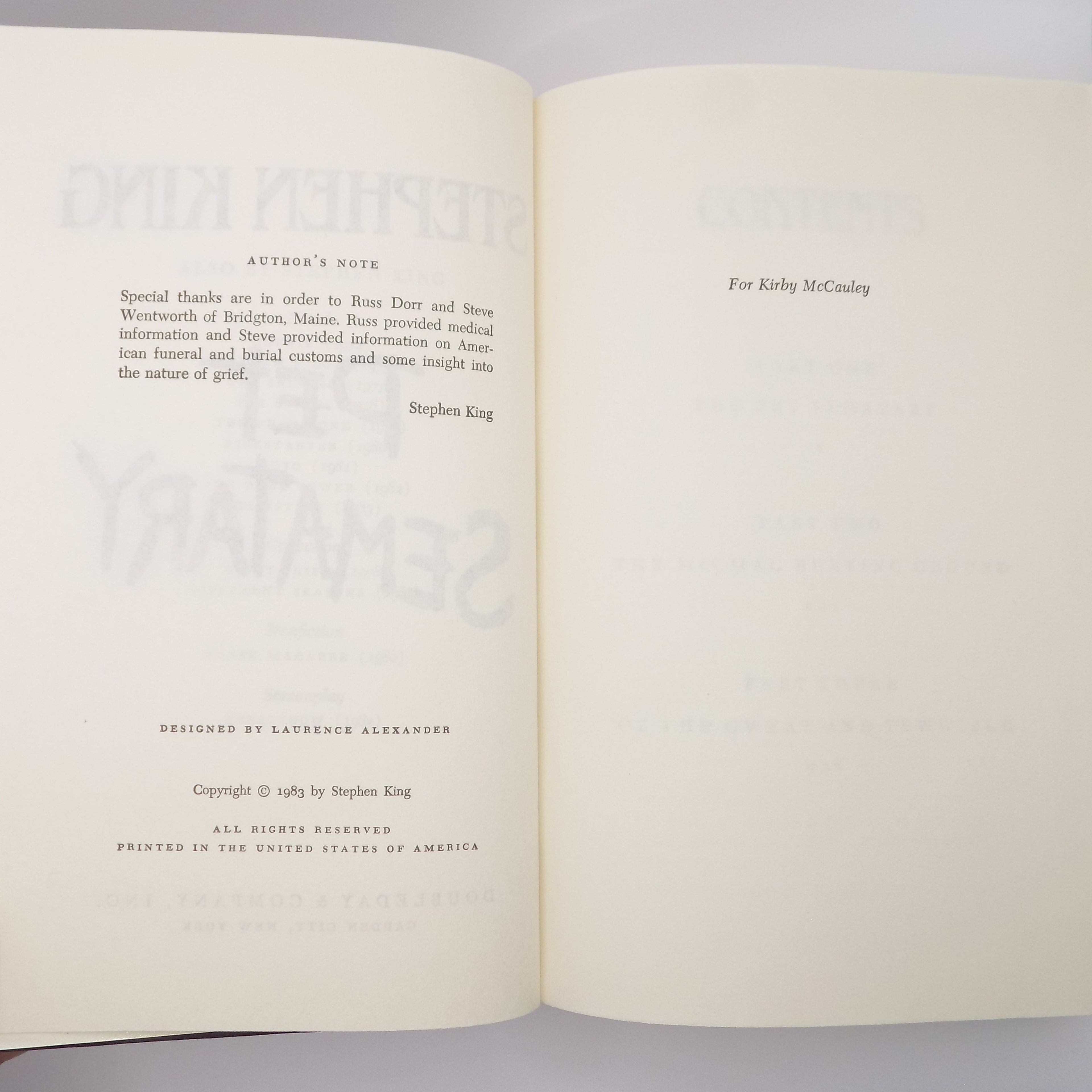 Pet Sematary by Stephen King [B.C.E.]  Doubleday, 1983
