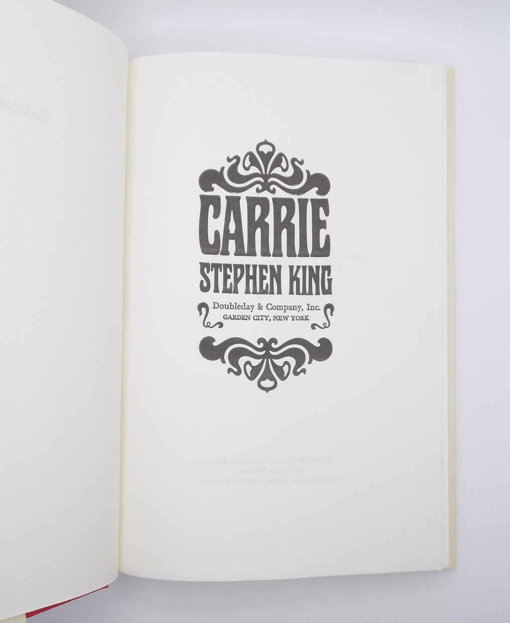 Carrie by Stephen King [B.C.E.] Doubleday, 1974
