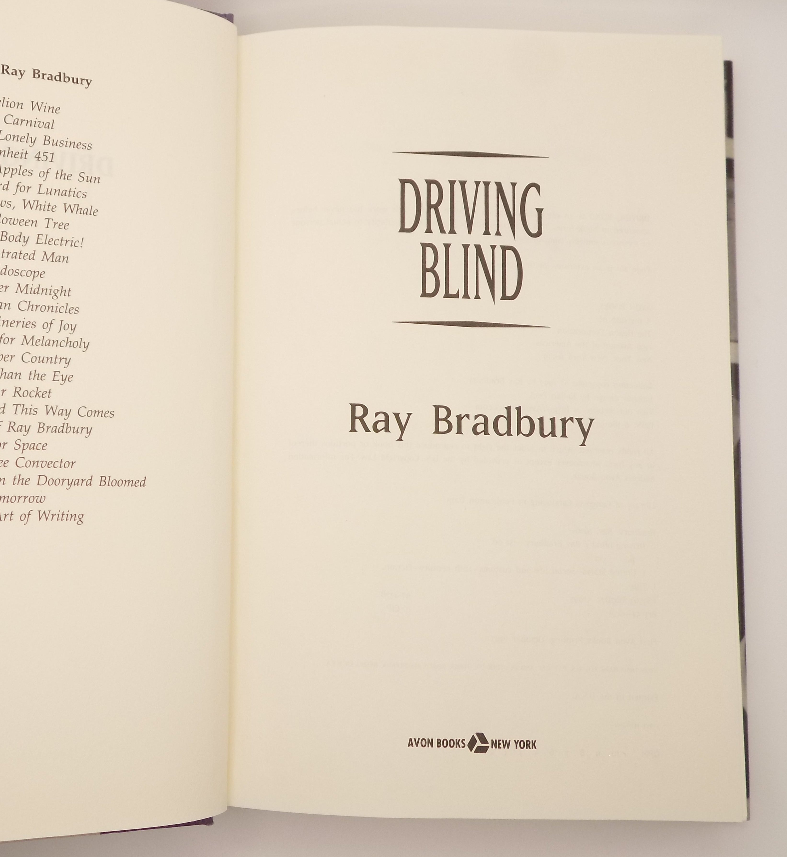 Driving Blind by Ray Bradbury [1st Printing] Avon Books, 1997