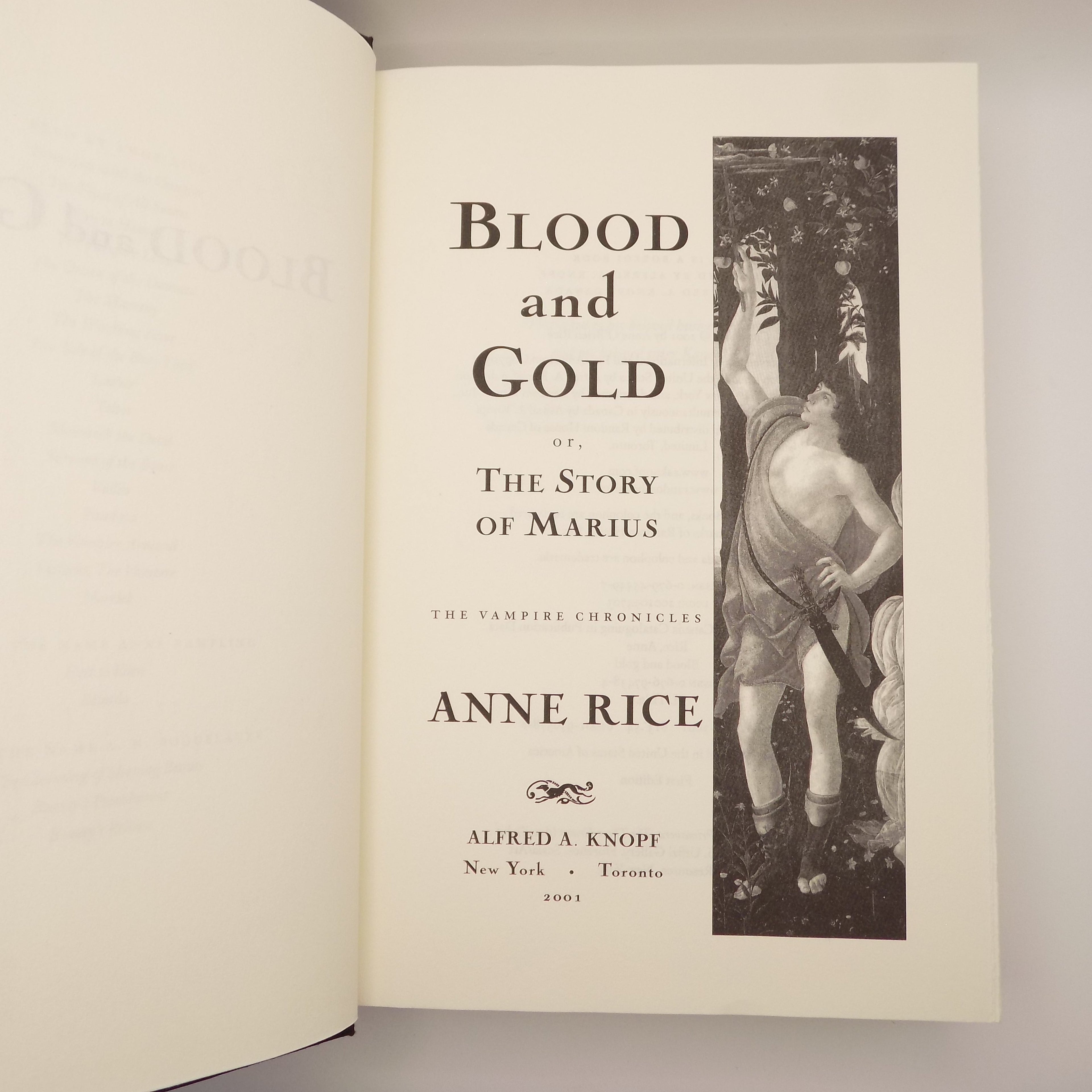 Blood and Gold  by Ann [1st Edition]  Rice Alfred A. Knopf, 2001