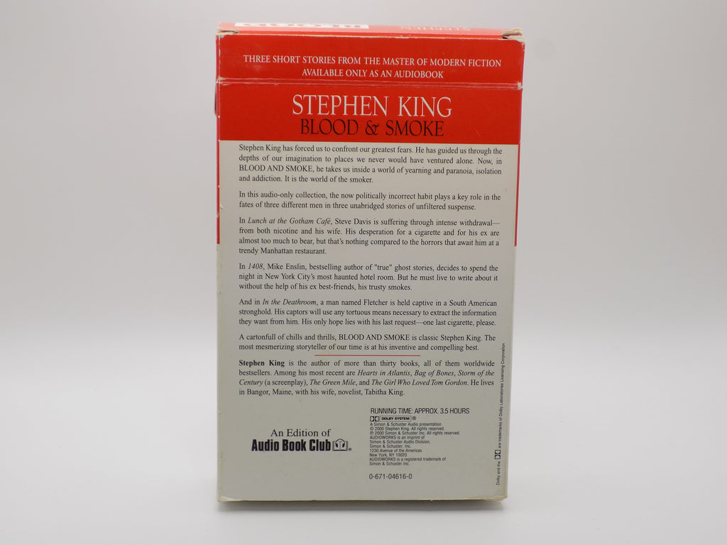 Blood and Smoke Audiobook Cassettes by Stephen King