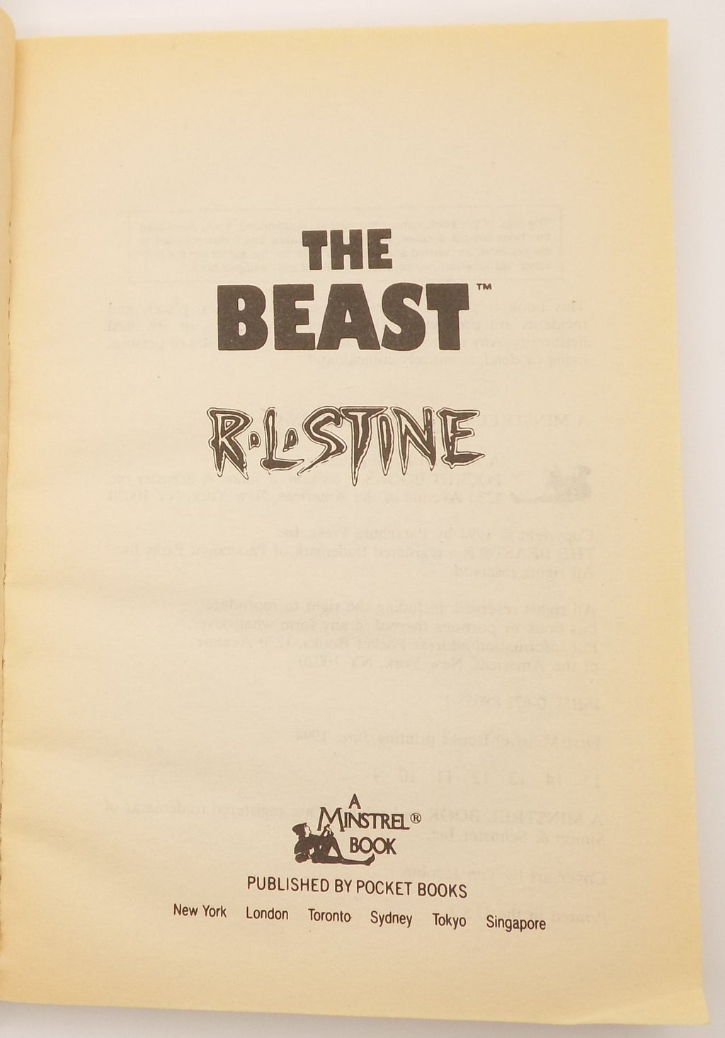The Beast by R.L. Stine  [Minstrel Book, 1994]