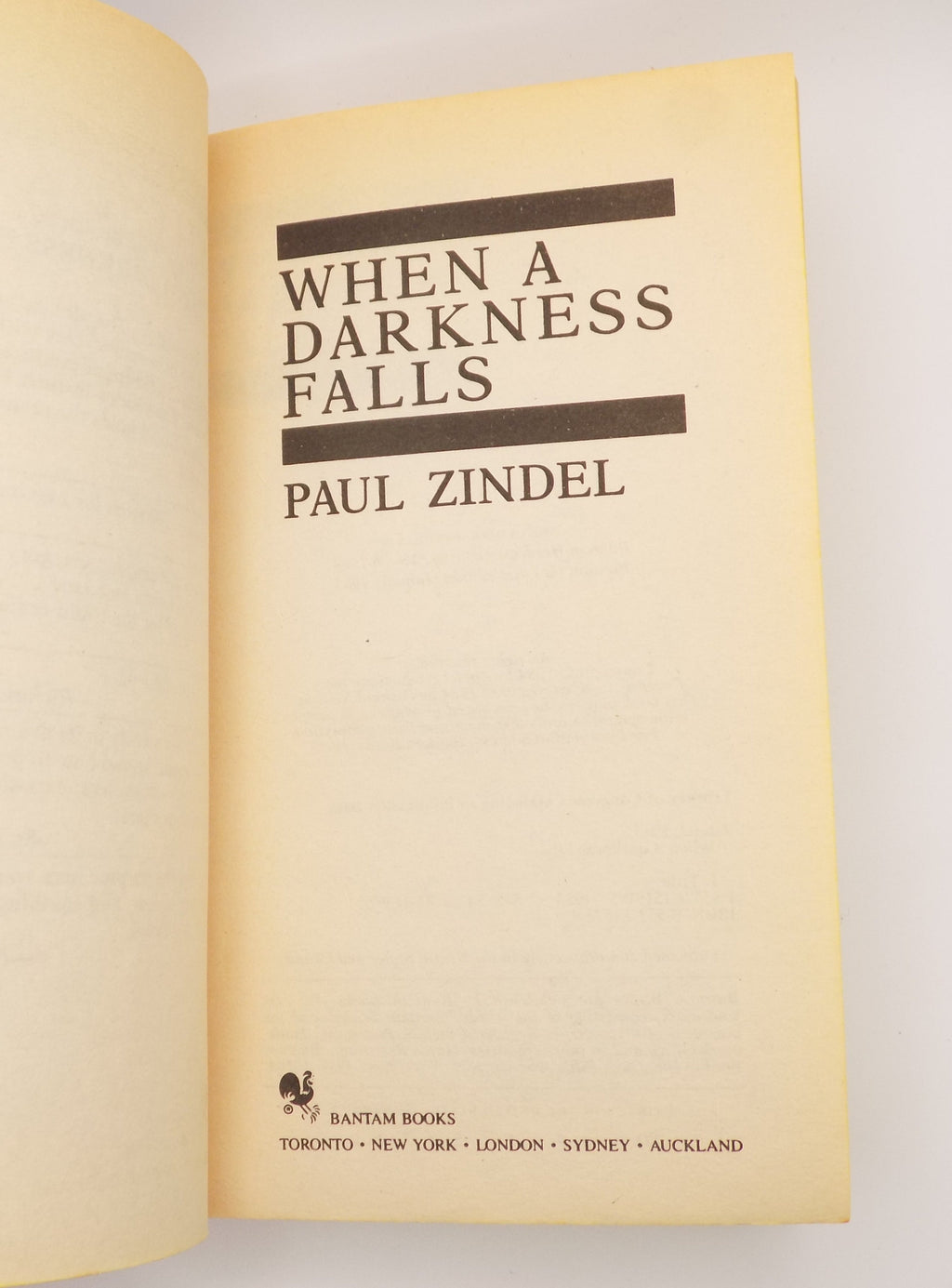When a Darkness Falls by Paul Zindel [Bantam, 1985]