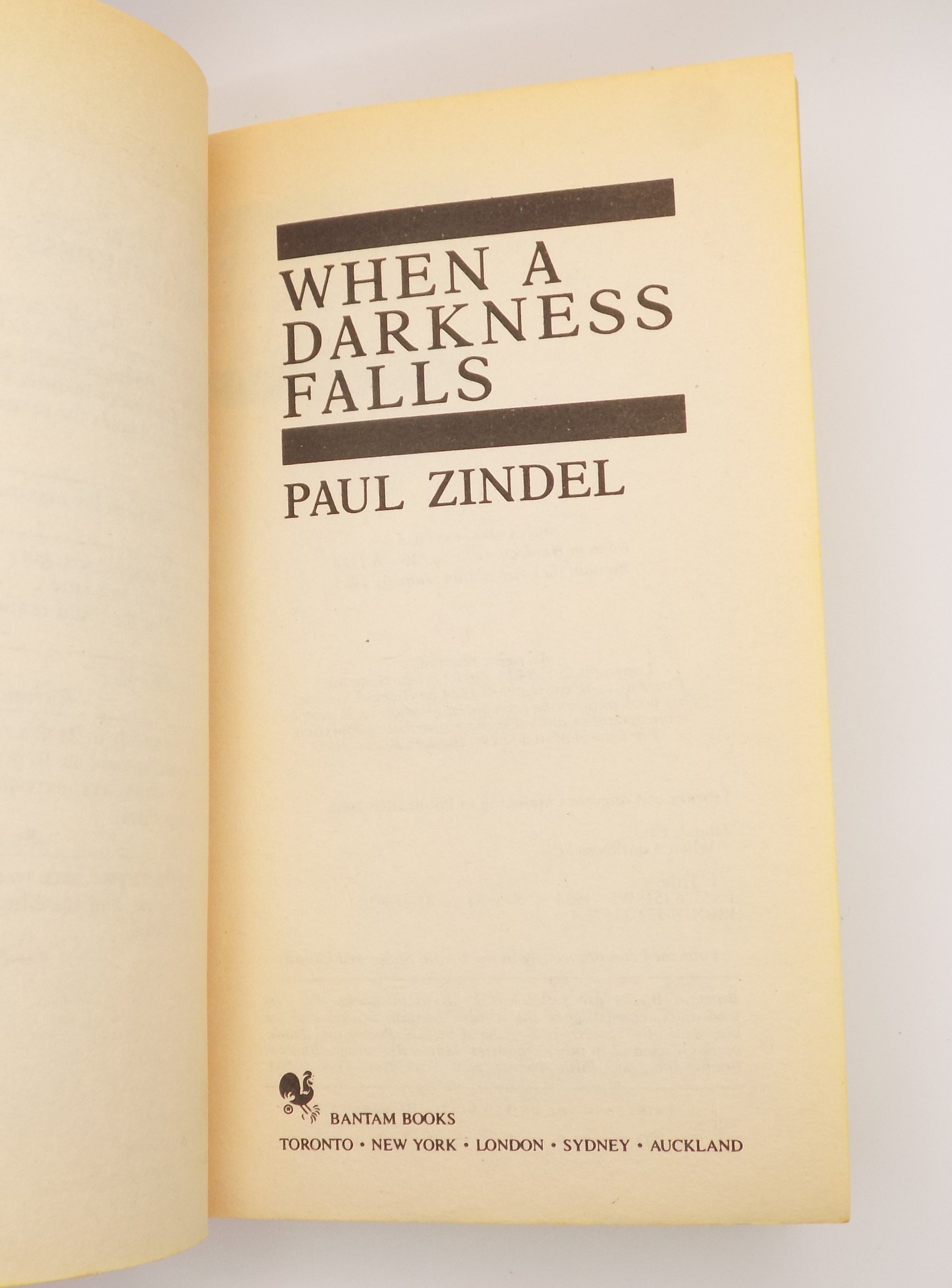 When a Darkness Falls by Paul Zindel [Bantam, 1985]