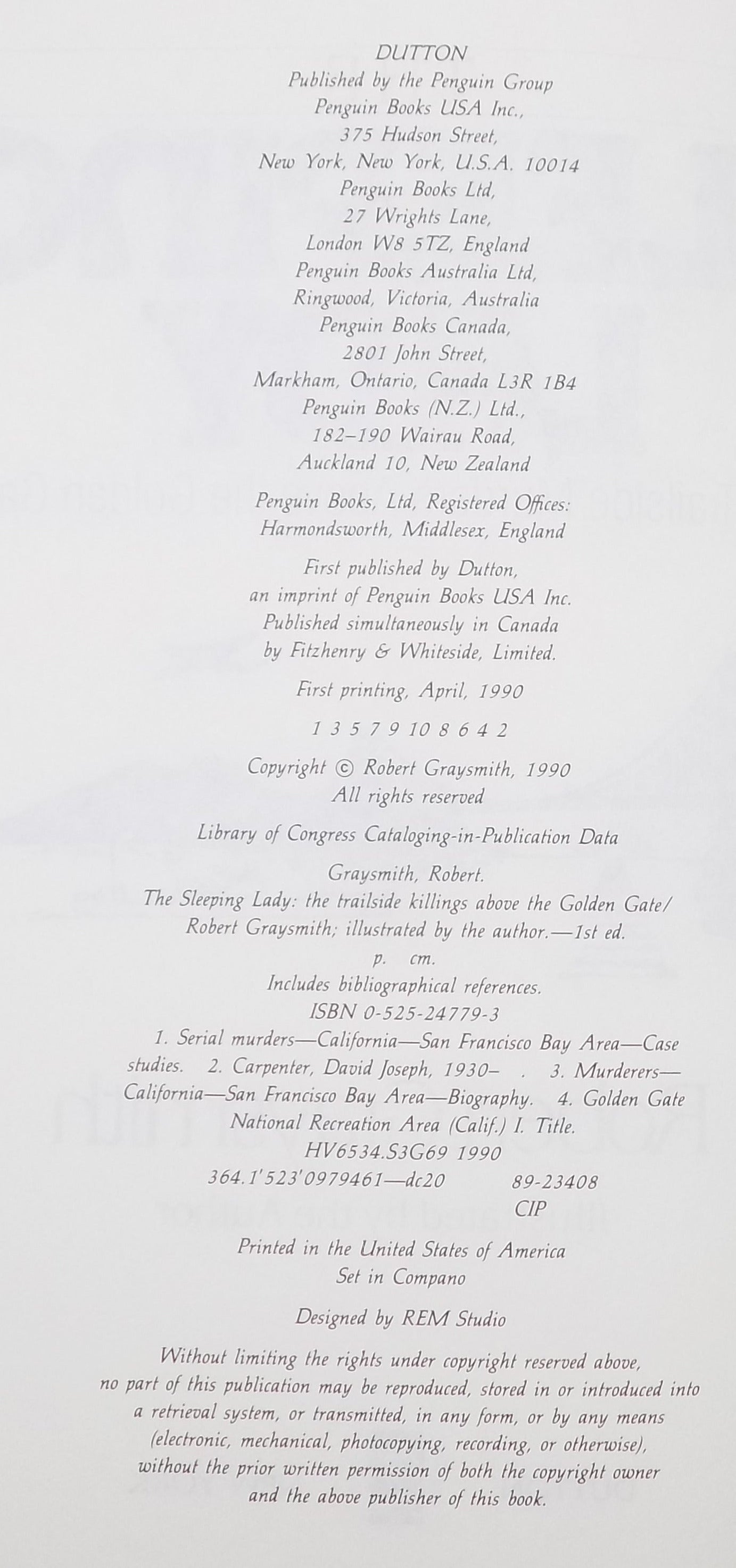 The Sleeping Lady by Robert Graysmith [First Printing]· Dutton, 1990