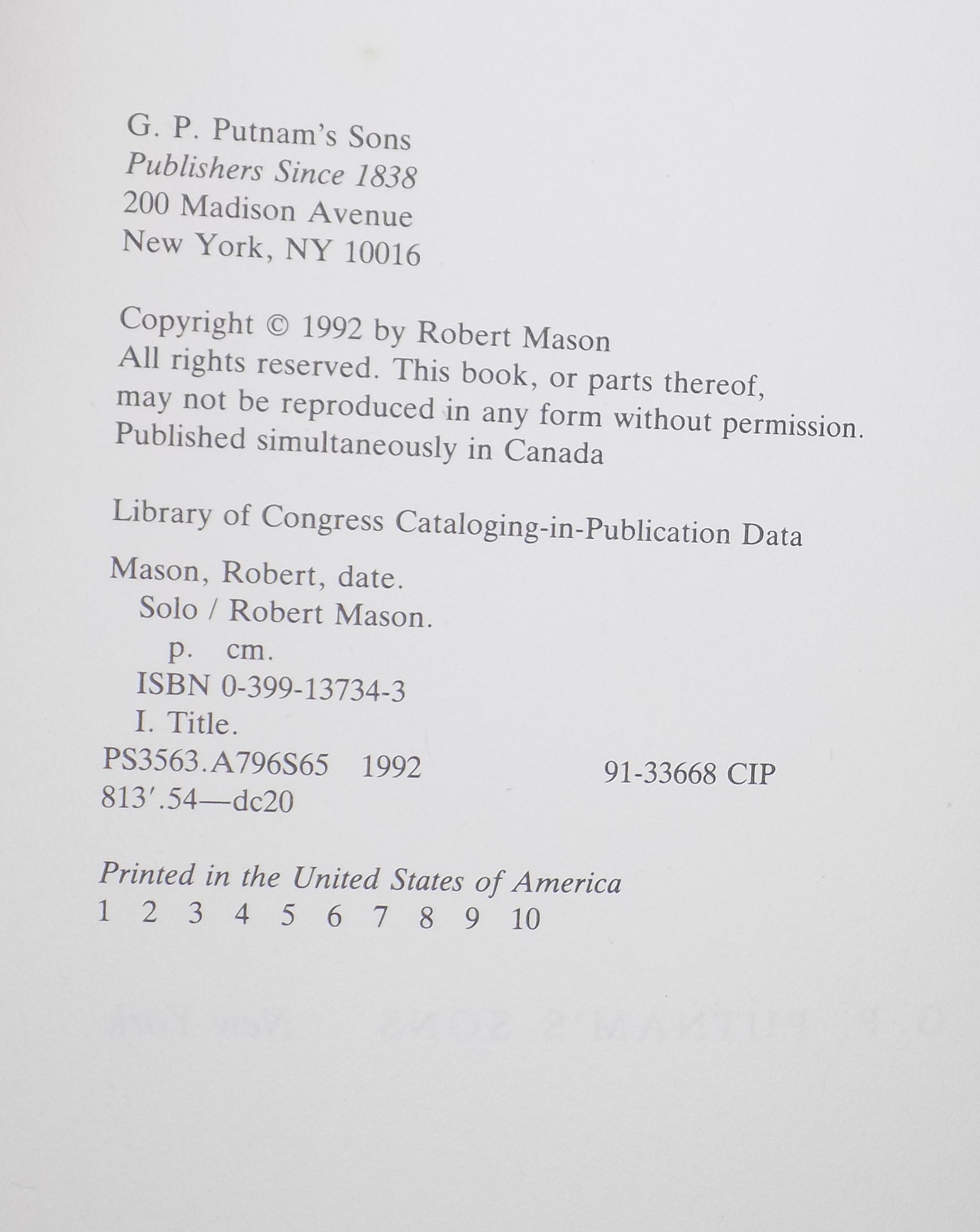 Solo by Robert Mason [Putnam, 1992]