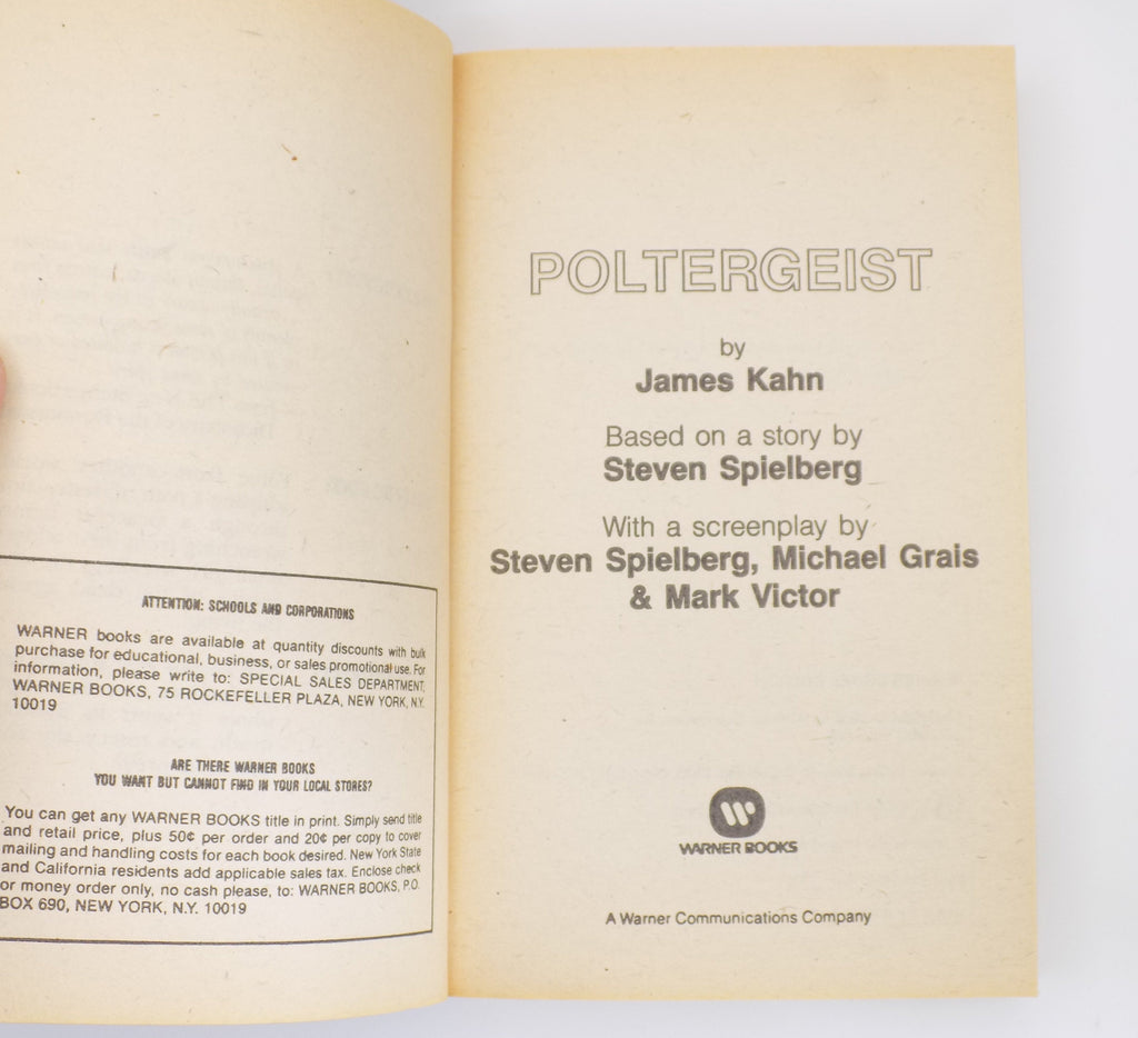 Poltergeist by James Kahn [1st Printing] Warner Books, 1982