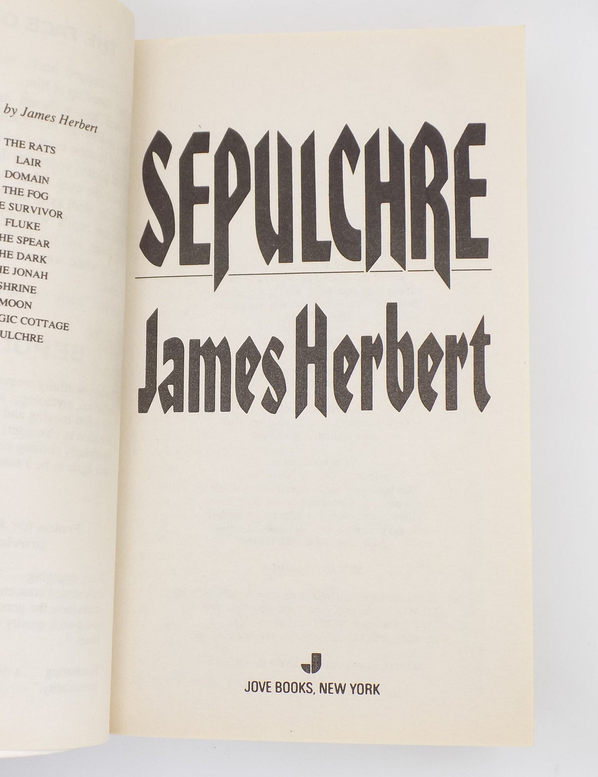 Sepulchre by James Herbert [Jove, 1989]